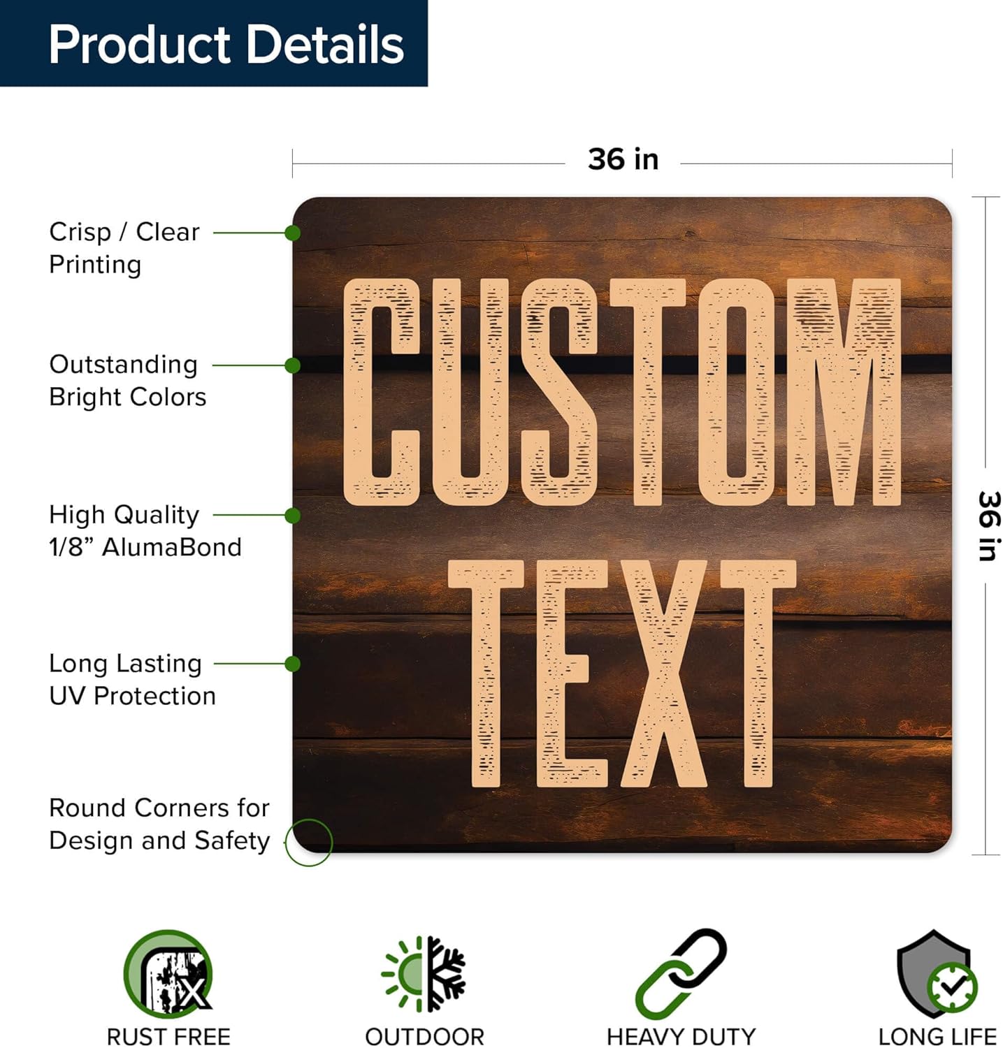 Custom Sign, Custom Street Sign, 11 Font Colors, 13 Font Styles, 4 Hole Options, 22 Sizes, 36x36 Inches, Rust Free DiBound, Fade Resistant, Made in USA by My Sign Center (Vintage Wood)