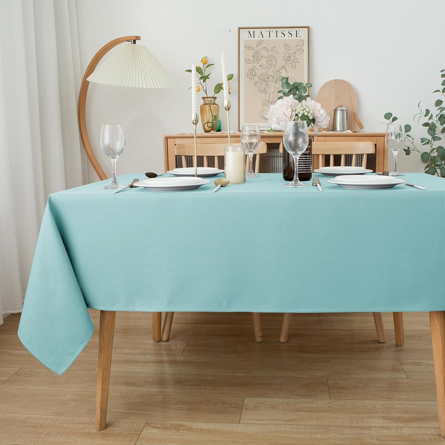 Biscaynebay Tablecloth for Rectangle Tables-60x108 Inch Aqua Blue Outdoor Picnic Table Cover-Rectangular Folding Table Cloths Water Resistant for Kitchen Camping Dining Room Patio Banquet Party