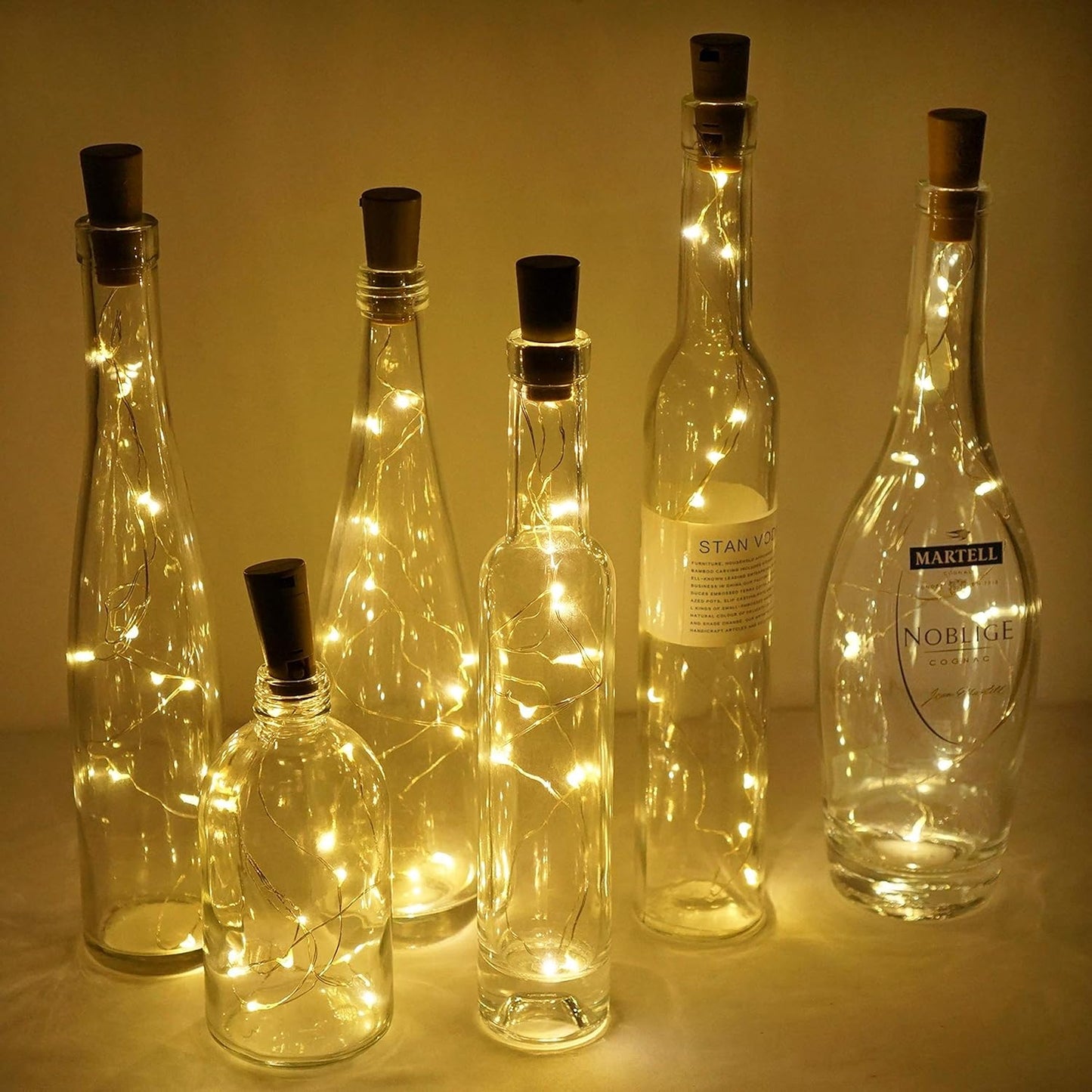 Wine Bottle Lights with Cork, Battery Operated 9 Pack 20 LED Cork Shape Silver Wire Fairy Mini String Lights(No Bottles) for DIY, Party, Decor, Christmas, Halloween,Wedding (9, Warm White)