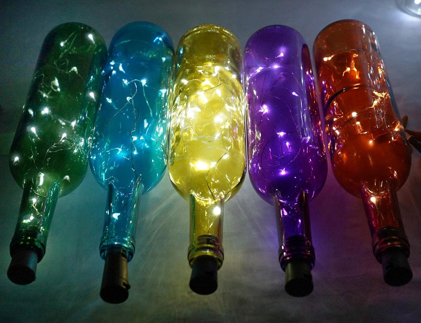 Wine Bottle Lights with Cork, Battery Operated 9 Pack 20 LED Cork Shape Silver Wire Fairy Mini String Lights(No Bottles) for DIY, Party, Decor, Christmas, Halloween,Wedding (9, Cool White)