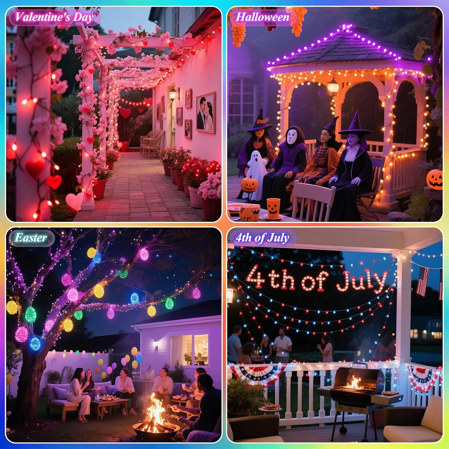 Lovelite 164FT Christmas Lights Outdoor, 35 Colors Changing 500 LED String Lights Green Wire Remote Timer, Waterproof Halloween Light for Indoor Outdoor Holiday Party Xmas Tree Wedding Decor