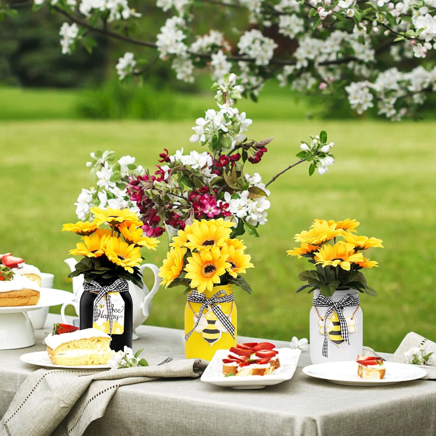 Mason Jar Centerpiece for Table, Rustic Table Decoration for Farmhouse Kitchen