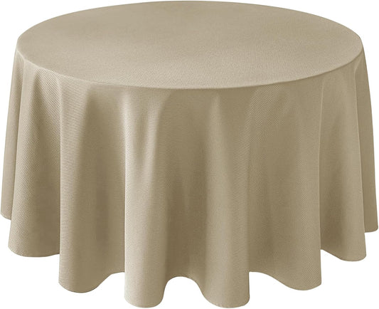 Biscaynebay Textured Fabric Round Tablecloths 90" for Round Tables diameters from 30" to 78", Natural Water Resistant Folding Table Covers Washable for Dining, Kitchen, Wedding, Parties etc