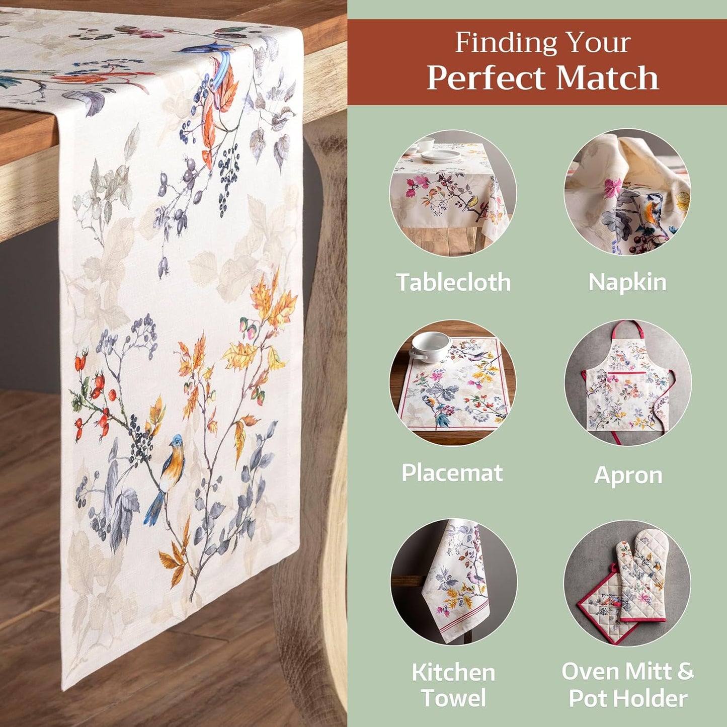 Maison d' Hermine Table Runner 100% Cotton Single Layer Table Runners 72 inches Long for Thanksgiving Christmas Decorations Home Kitchen Dining Party Wedding (Equinoxe - Beige, 14.5" x 72")