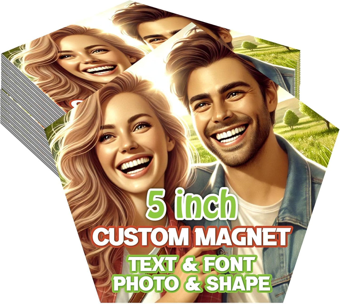 KETABAO – 5" Personalized Pentagon Magnetic Picture Magnet - Custom Refrigerator and Car Magnets for Decorations and Gifts