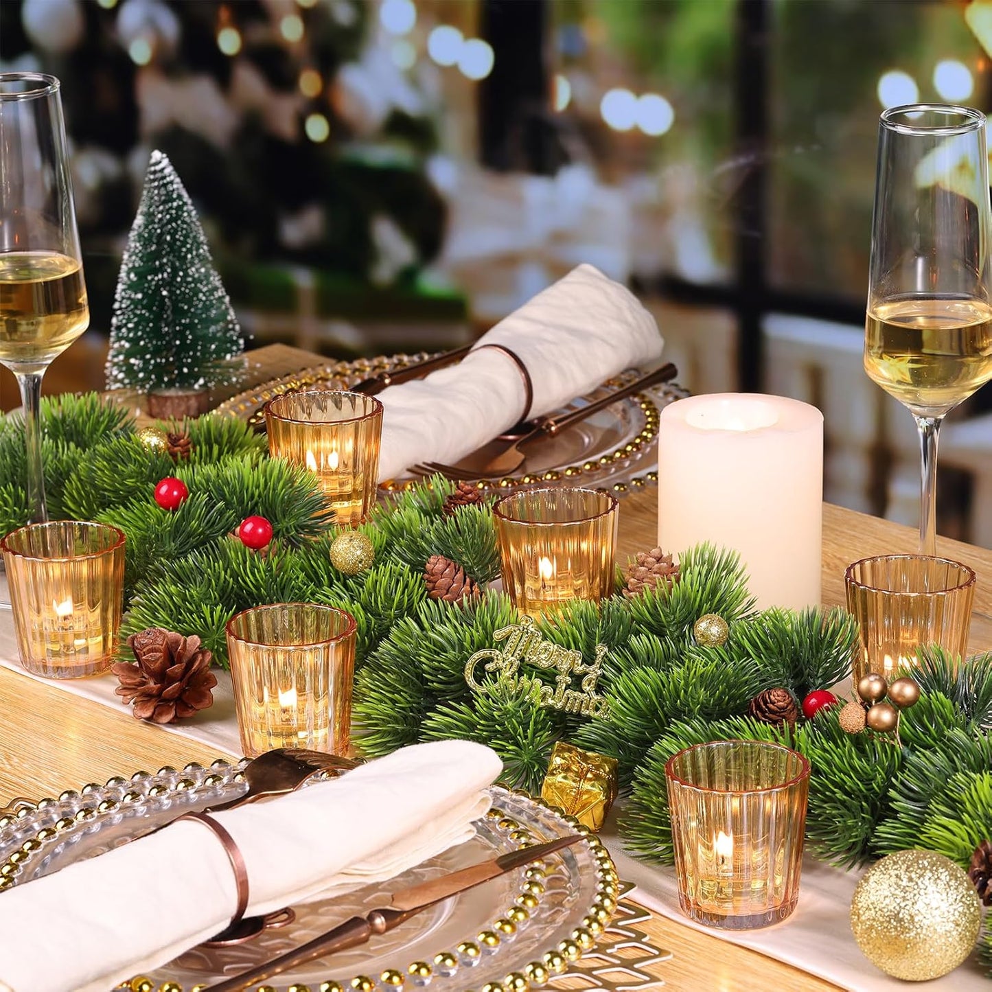 8PCS Vintage Ribbed Gold Votive Candle Holders, Glass Candle Holder for Wedding Decorations, Tealight Candle Holder for Table Centerpiece, Diwali, Home and Party Decorations