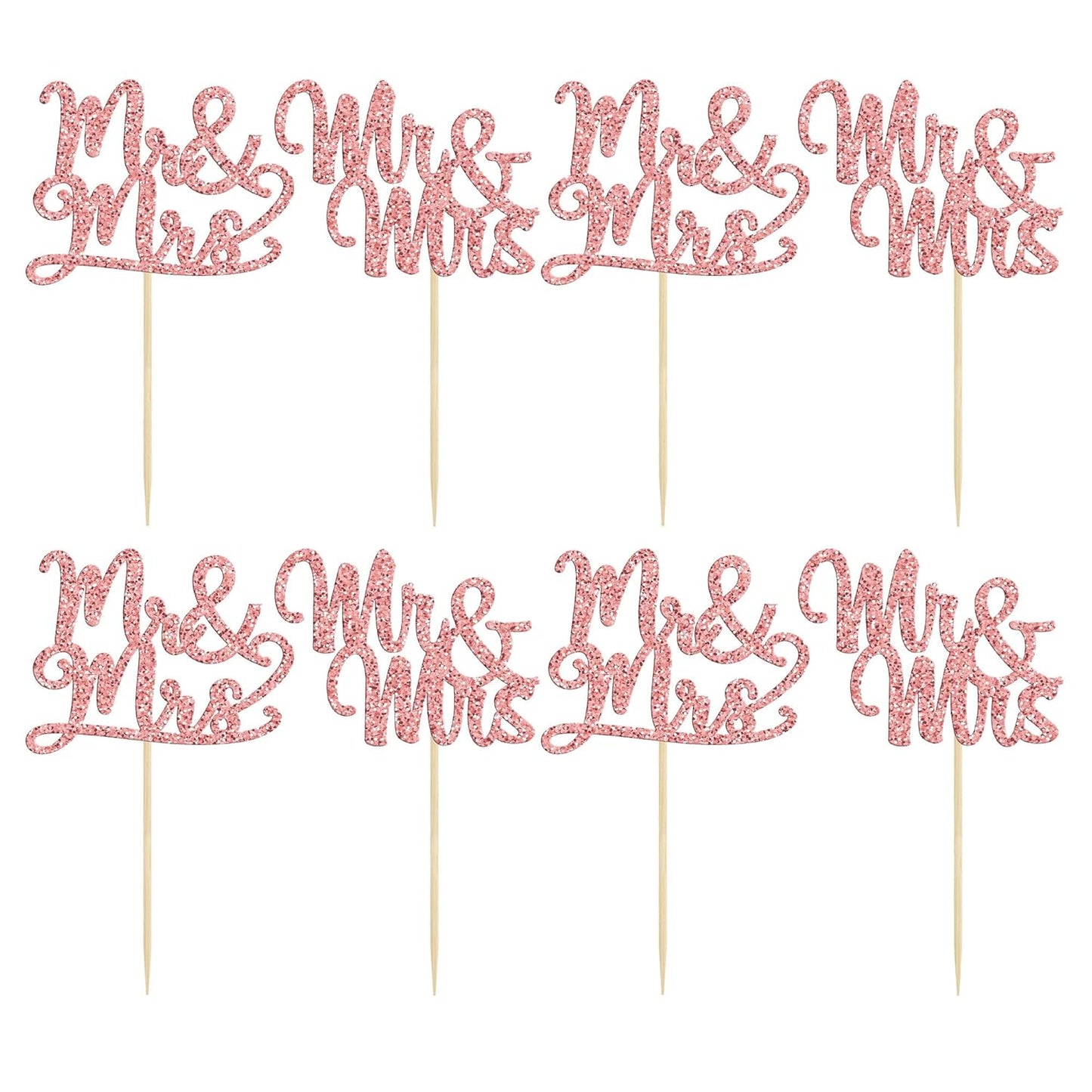 Gyufise Rose Gold Mr & Mrs Cupcake Toppers Love Cake Decorations for Wedding & Bridal Shower Party Supplies