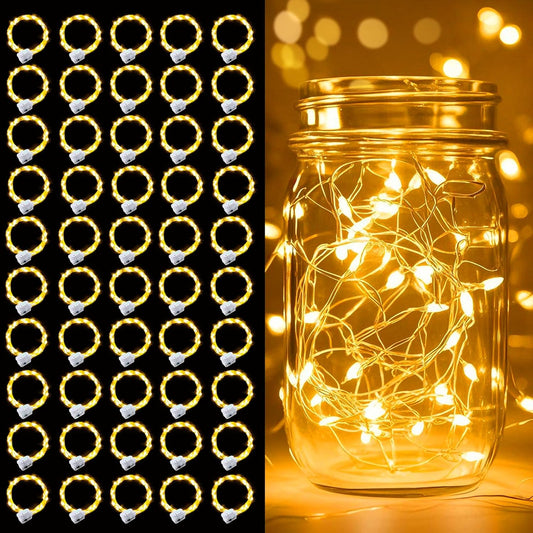 pozzolanas 50 Pack Warm White Battery Operated String Lights - 7ft Waterproof Fairy Lights with 20 LEDs for Home, Mason Jar, Party, Wedding, Halloween, Christmas Decorations