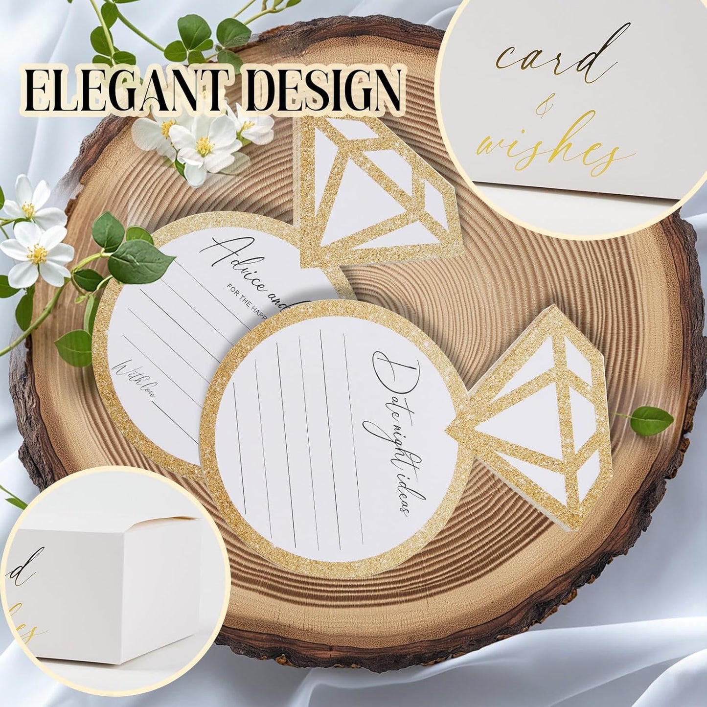 Bridal Shower Games Wedding Advice Cards Wedding Shower Games 50 Guests Advice and Wishes Ring Shaped Gold