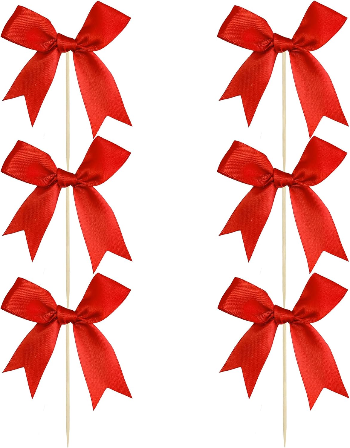 Ephlyn 24Pcs Red Bow Cupcake Toppers Bow Cake Topper Birthday Decorations Mini Bowknot Cupcake Picks for Coquette Theme Party Decoration Bachelorette Bridal Engagement Wedding Party Red