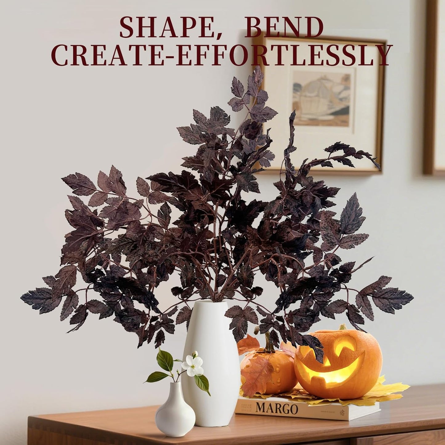 Fall Decor，Fall Stems,Artificial Cimicifuga Stems,3-Pack 32 Inch,Purple Fall Foliage Spray for Tall Vase,Farmhouse Thanksgiving Mantel Centerpiece Halloween Fall Decorations for Home Arrangements