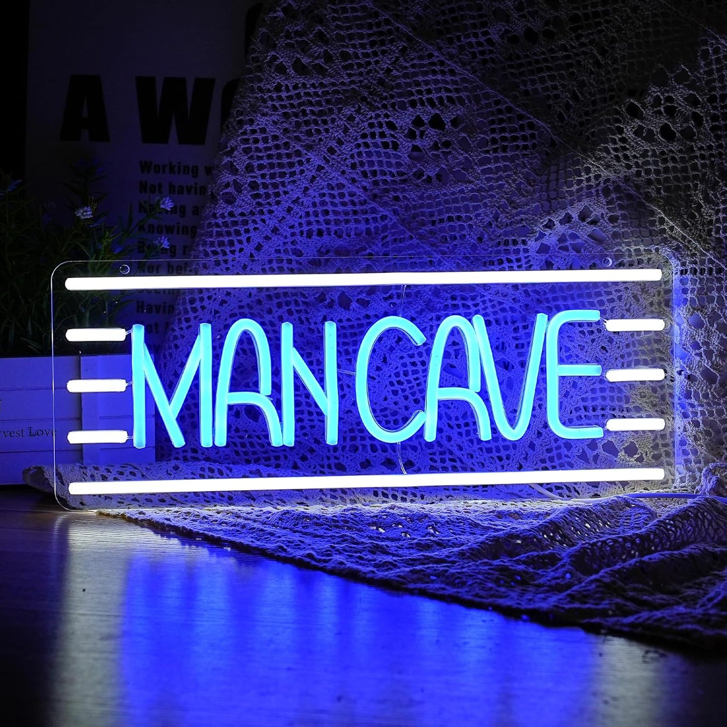 Man Cave Neon Sign, Neon Sign For Wall Decor, Art Led Light for Resturant Signage Shop Home Wall Decor Welcome Sign Bedroom Bar Hotel Shop Party(16.5 x 6.5 in)