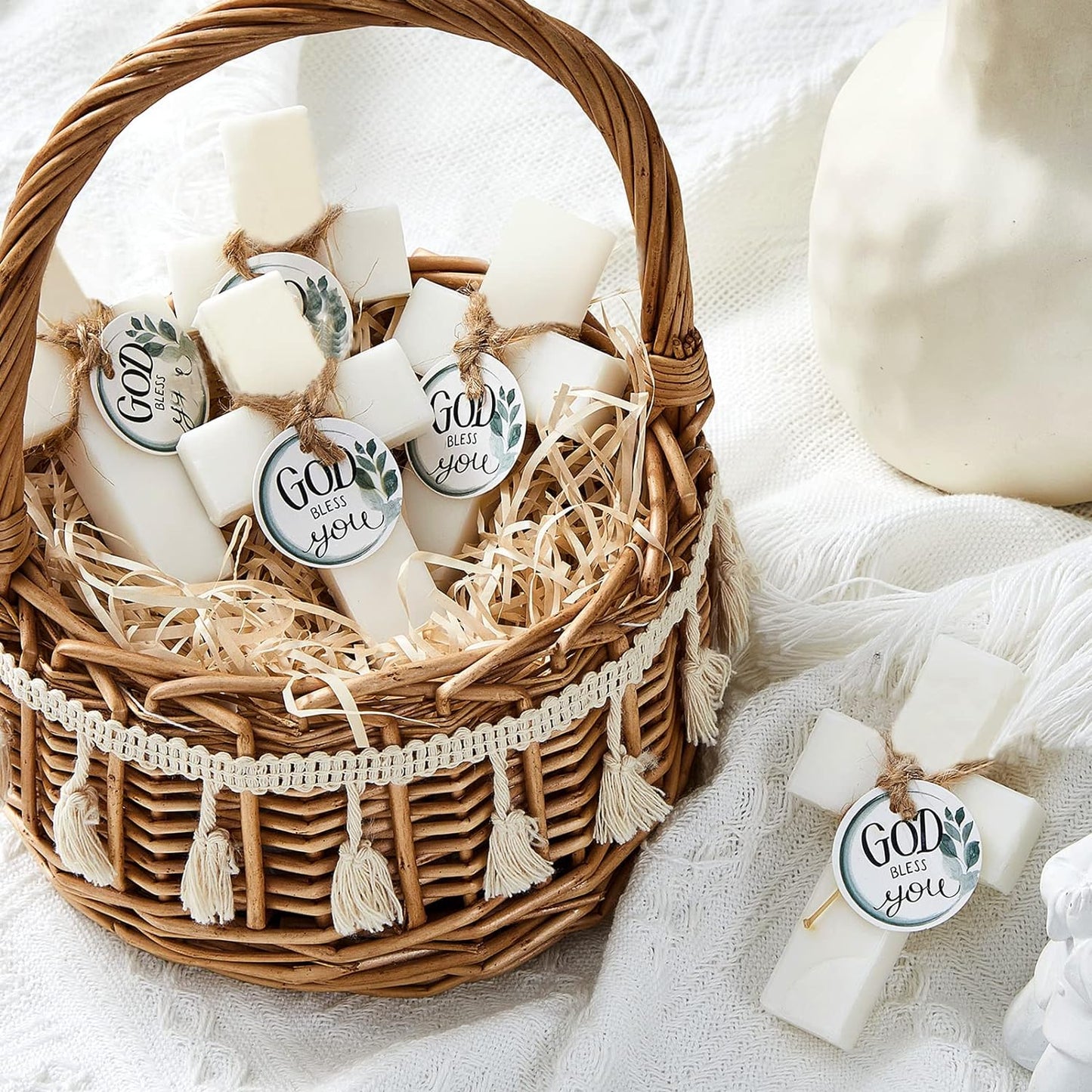 24 Pcs Cross Soap Baptism Favors, Baby Baptism Favor Scented Soap First Communion Gifts for Guests Party Wedding Birthday Gift Bridal