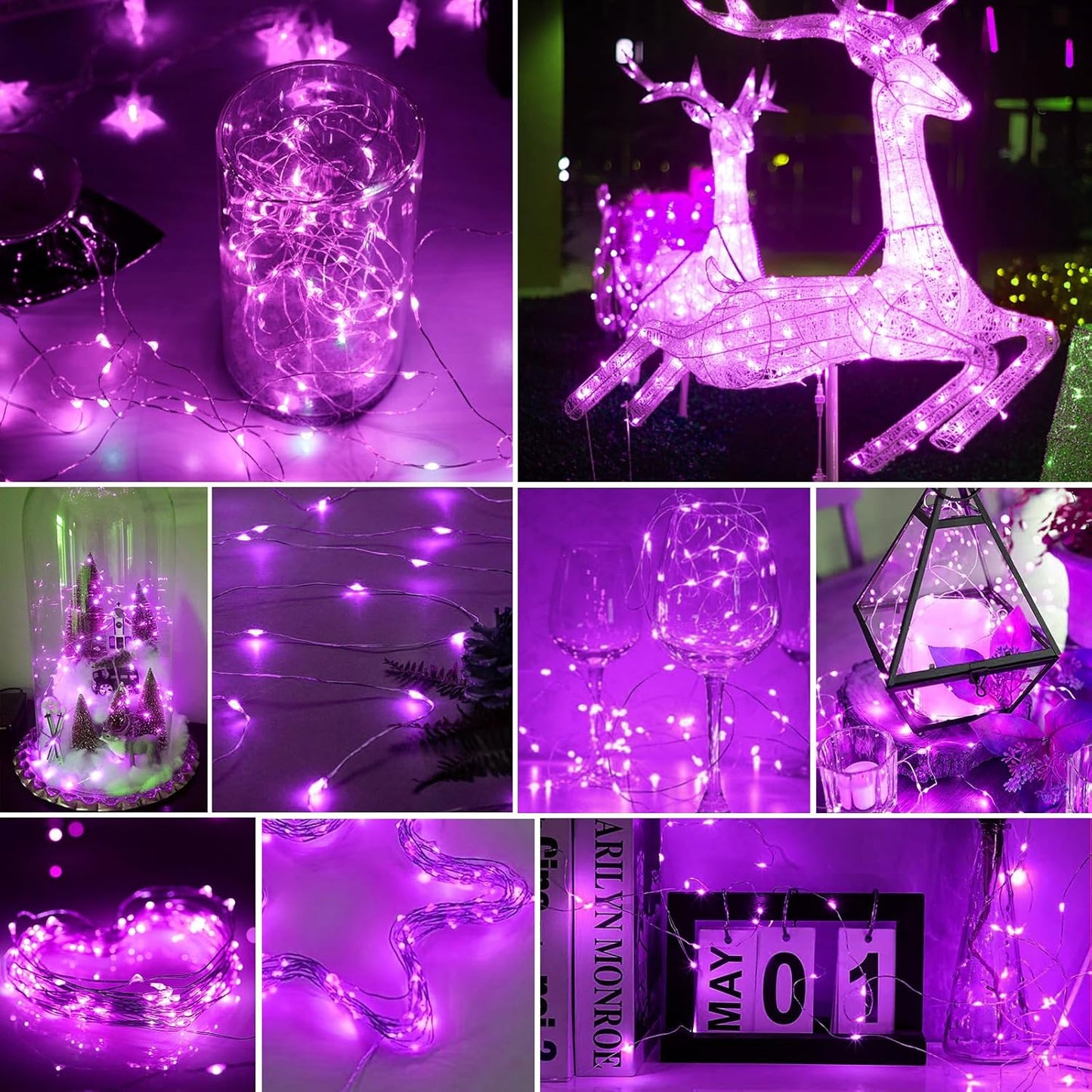 pozzolanas 100 Pack Pink Battery Operated String Lights - 7ft Waterproof Fairy Lights with 20 LEDs for Home, Mason Jar, Party, Wedding, Halloween, Christmas Decorations