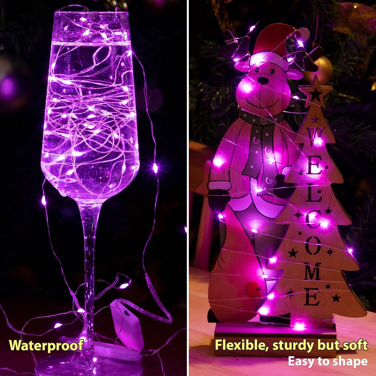 HXWEIYE 12 Pack 7ft 20LED Pink Fairy Lights Battery Operated for Mason Jar DIY Wedding Party Bedroom Patio Christmas Décor