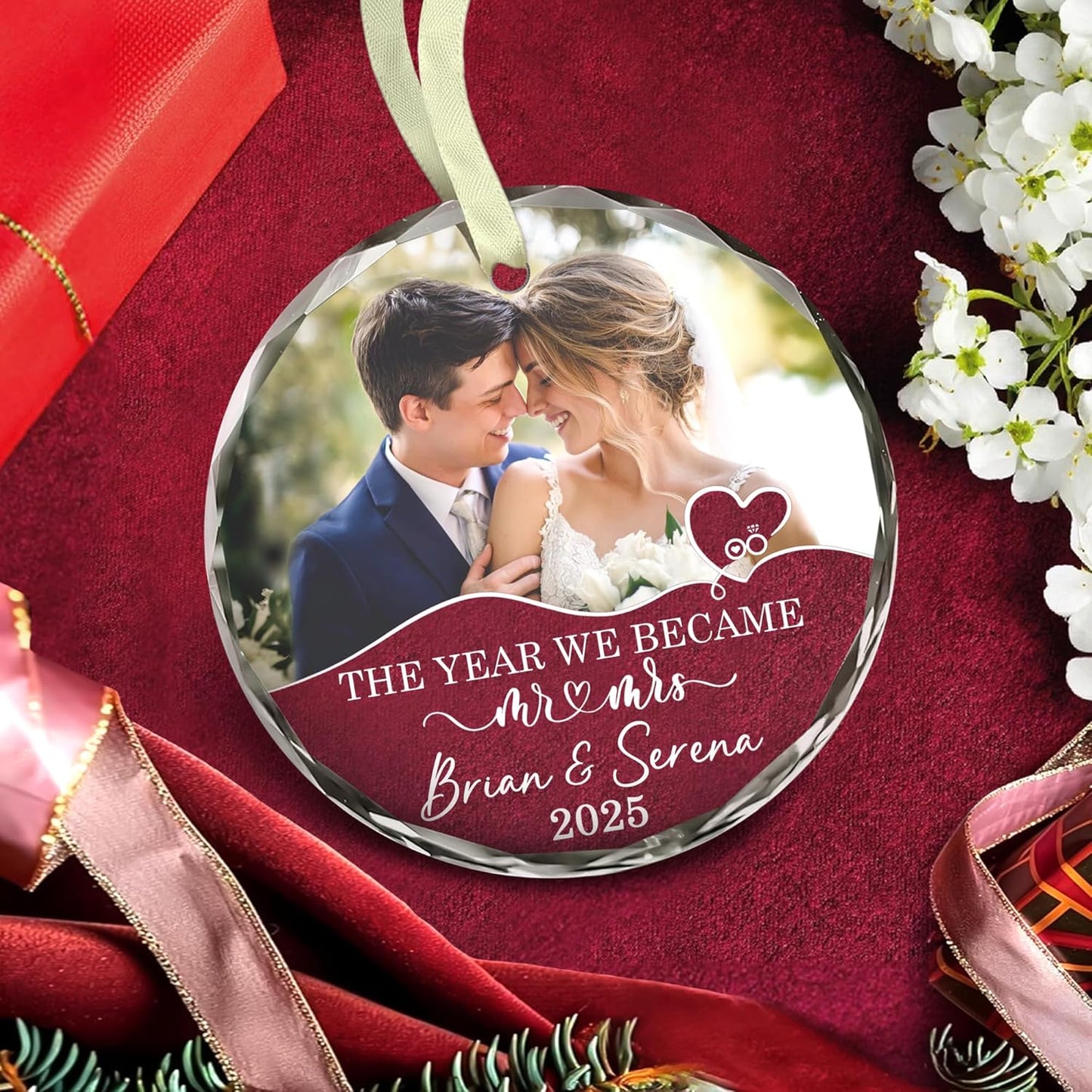 Personalized Our First Christmas As Mr Mrs Christmas Ornament - Wedding Gifts For Couples Married - Mr and Mrs Gifts for Bride Newly Wed - Just Married Decorations Bridal Shower Ornaments