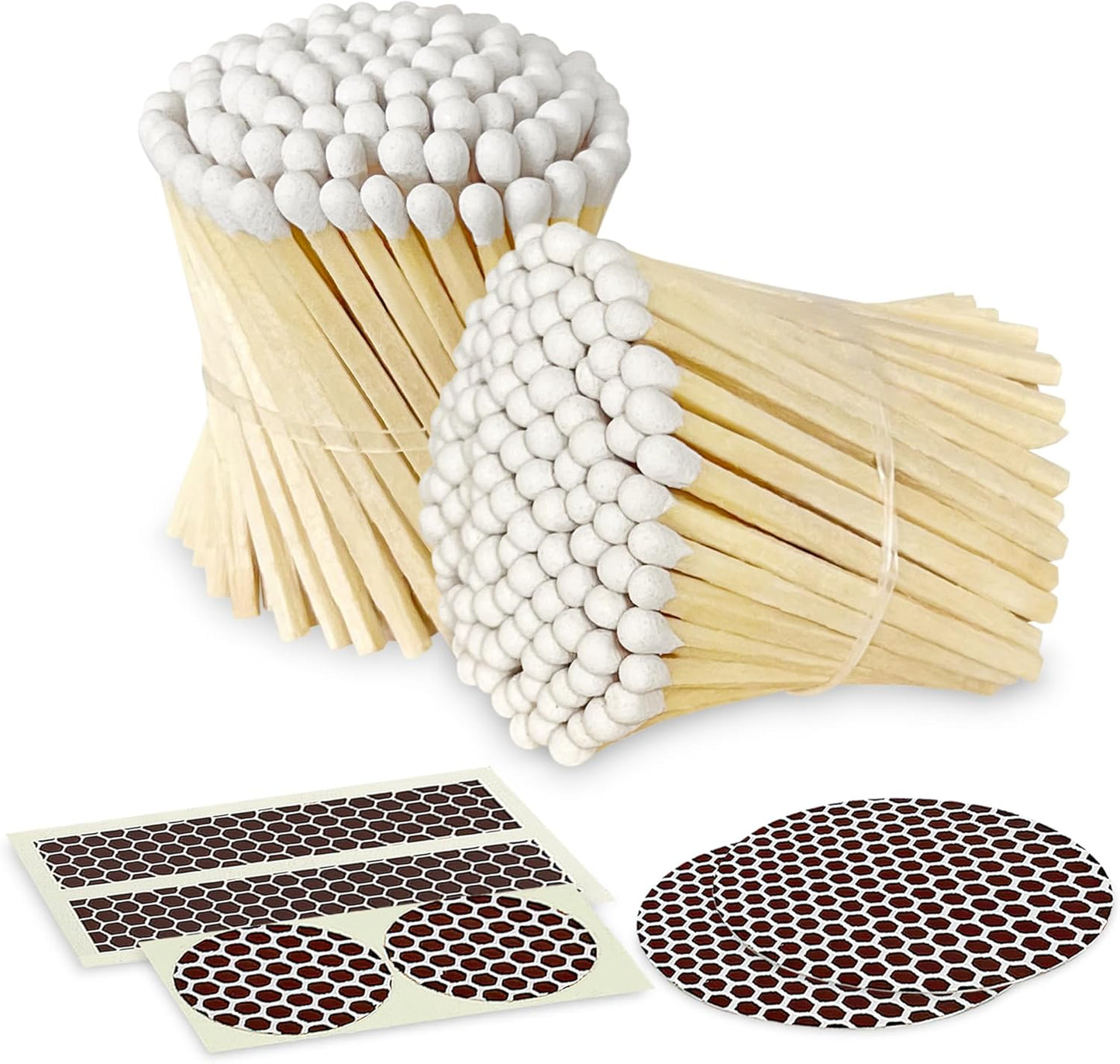 2" Classic White Tip Safety Matches | 200+ Bulk Artisan Matchsticks with Bumble Striker Stickers by Thankful Greetings, Decorative Candle Lighting Accessories, Unique for Home Decor, Gifts, & Events