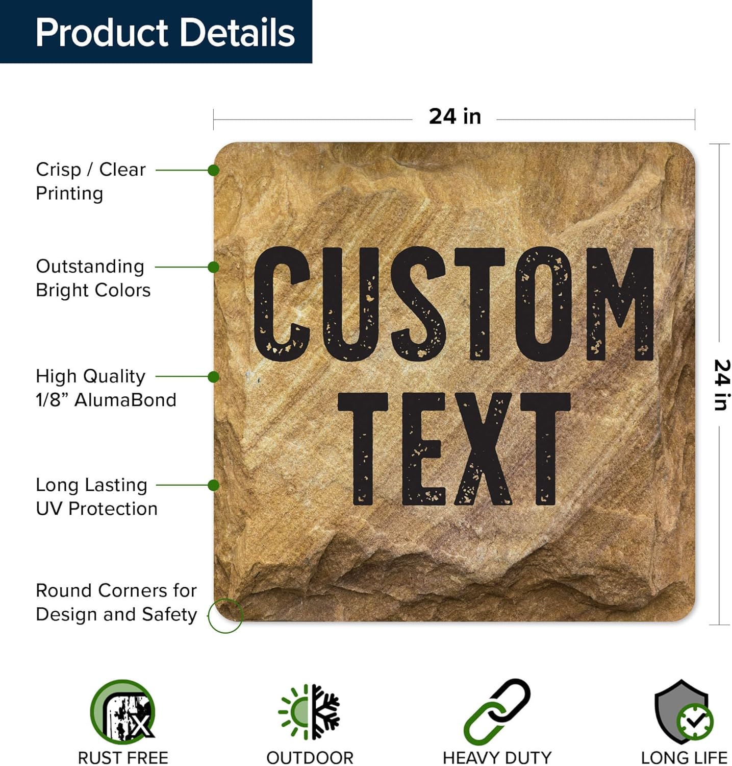 Custom Sign, Custom Street Sign, 11 Font Colors, 13 Font Styles, 4 Hole Options, 22 Sizes, 24x24 Inches, Rust Free DiBound, Fade Resistant, Made in USA by My Sign Center (Stone)