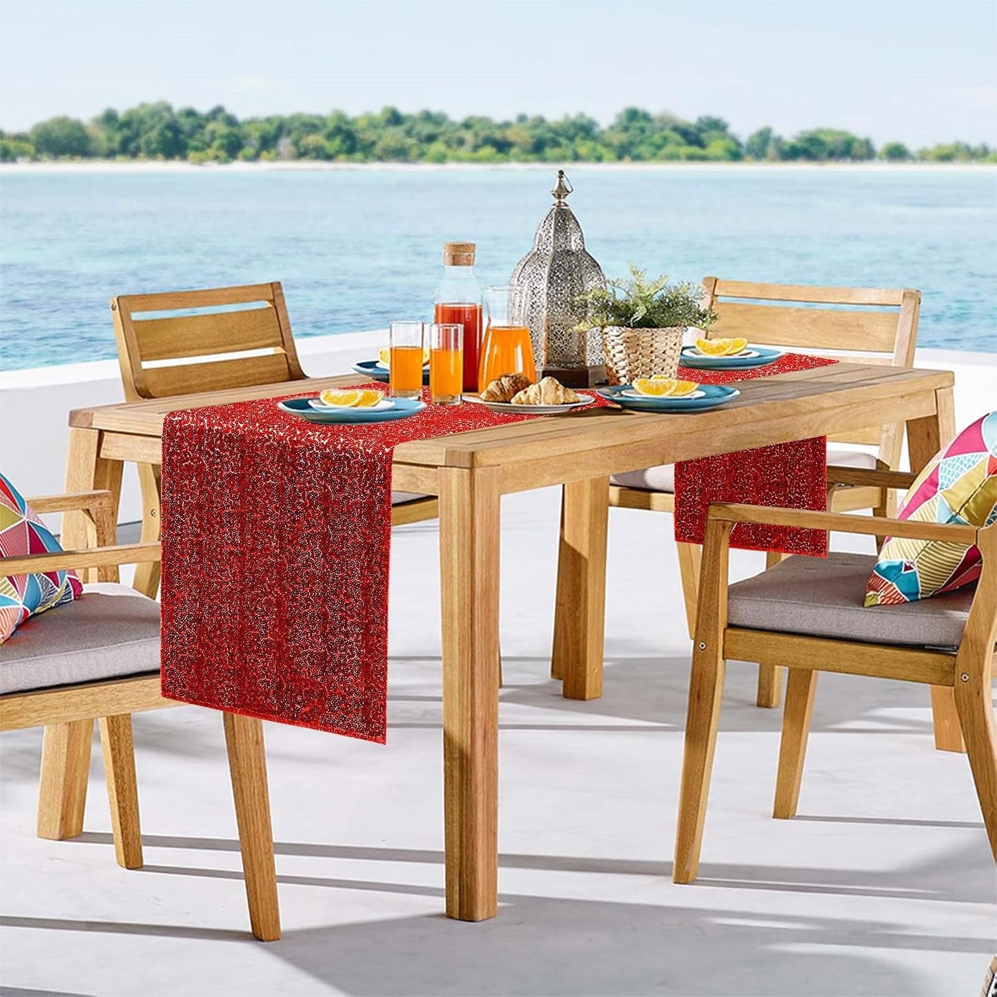 10 Packs 12 x 72 inches Sequin Table Runner, Red Glitter Table Runner for Birthday Party Supplies Wedding Engagement Baby Shower Holiday Celebration Event Decorations