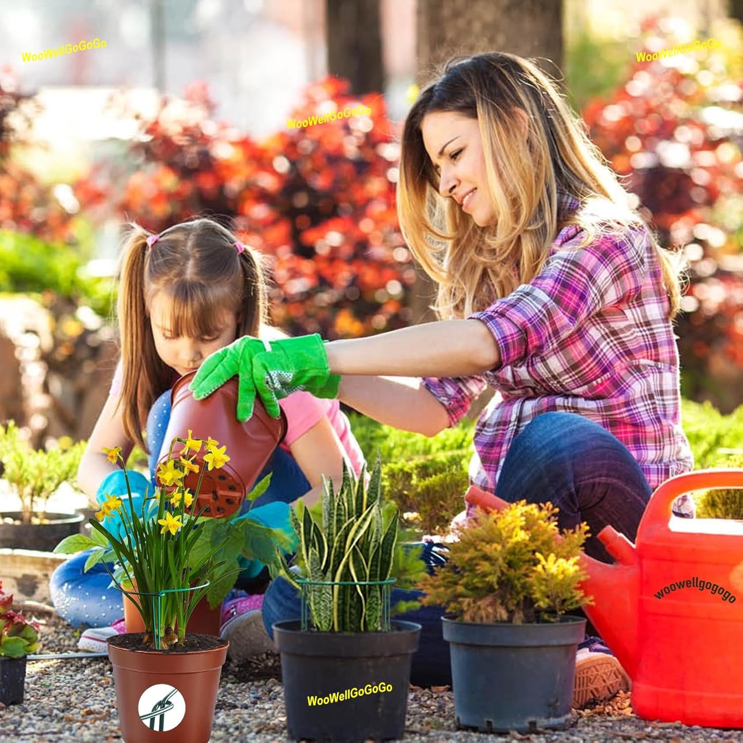 4 Pack Snake Plant Support Stakes, Peony Cages and Supports, Heavy-Duty Plant Stabilizer Support, Hydrangea Support Cage, Dahlia Support Ring, Plant Support Stake for Indoor and Outdoor Potted Plants