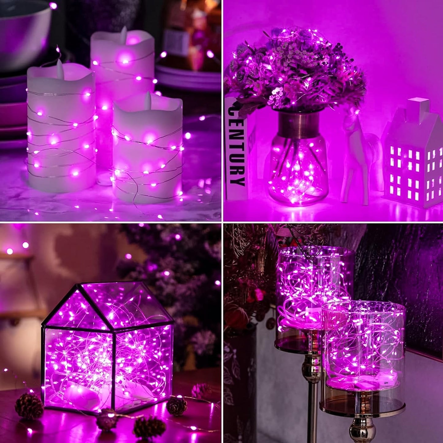 HXWEIYE 6 Pack Pink Fairy Lights Battery Operated, 7ft 20LED Mini Fairy Mason Jar Light, Waterproof Firefly Starry Lights for DIY Wedding Party Bedroom Patio Christmas Décor