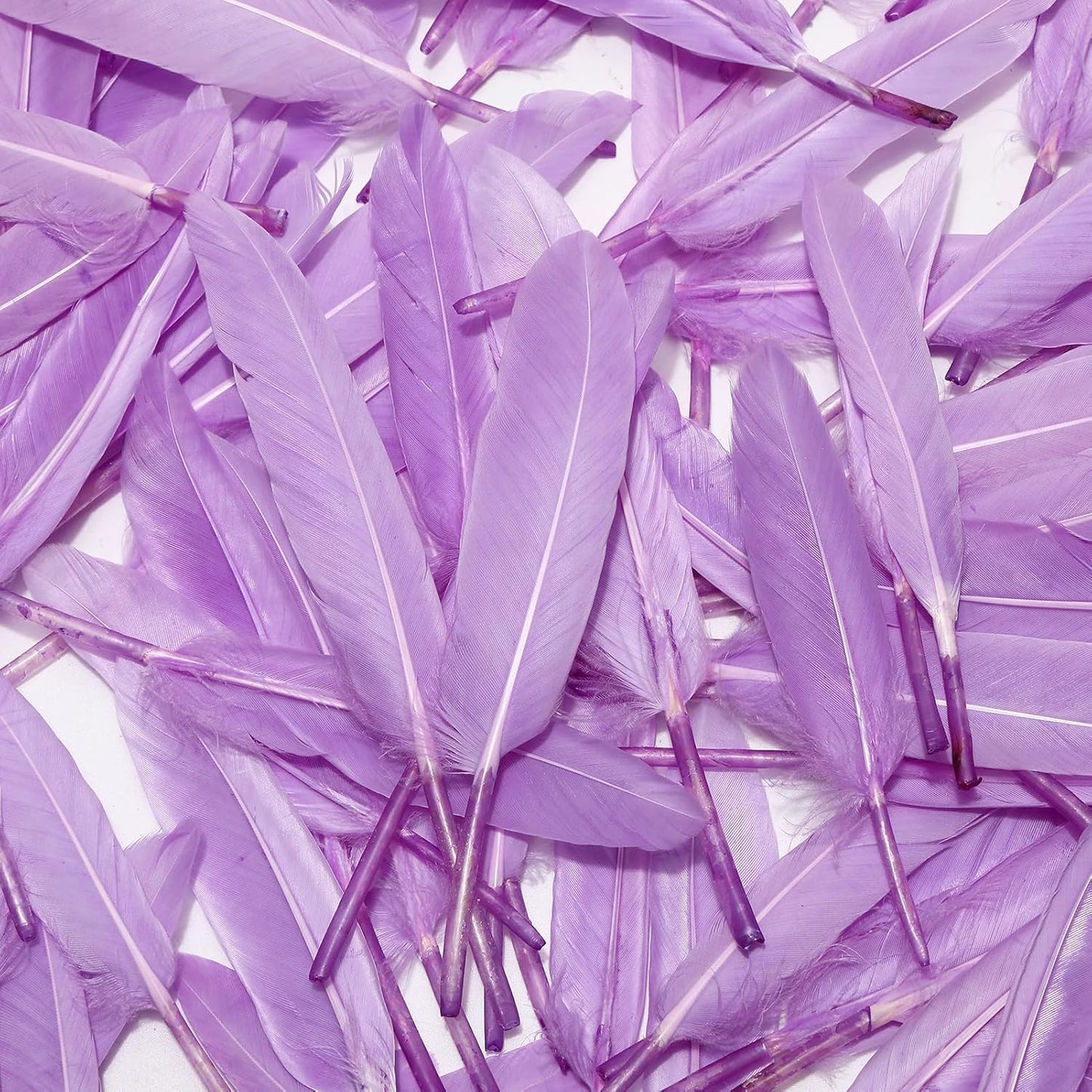 FeelfunFeather 120pcs Light Purple Goose Cochettes Feather Natural Bulk 4-6 inch 10-15cm for Wedding Party Christmas Decorations DIY Crafts Goose Cochettes Feather