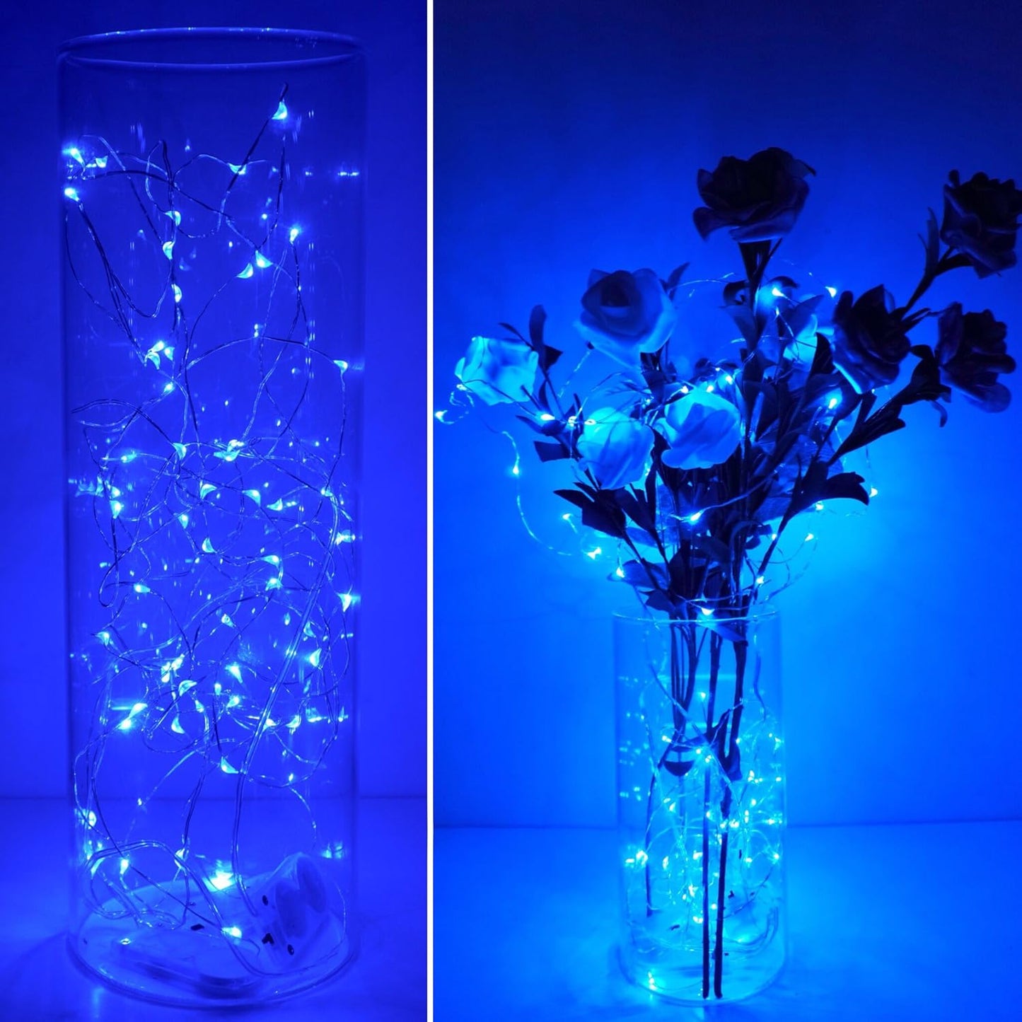 Twinkle Fairy Lights Battery Powered 3 Modes with Timer Firefly Lights 20 LED on 7.2feet Silvery Copper Wire for DIY Wedding Party Christmas Halloween Centerpiece Decorations 15 Pack (Blue)