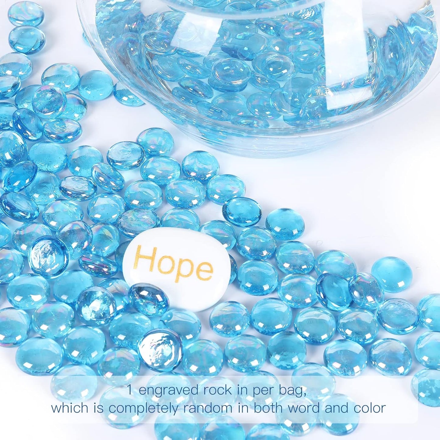 5LB Fire Glass Beads Flat Glass Marbles for Outdoor Fire Pit and Fireplace, Glass Gemstones for Vase Filler, Aquariums, Hydroponics Plants, Home Decor and Christmas DIY Craft, Turquoise