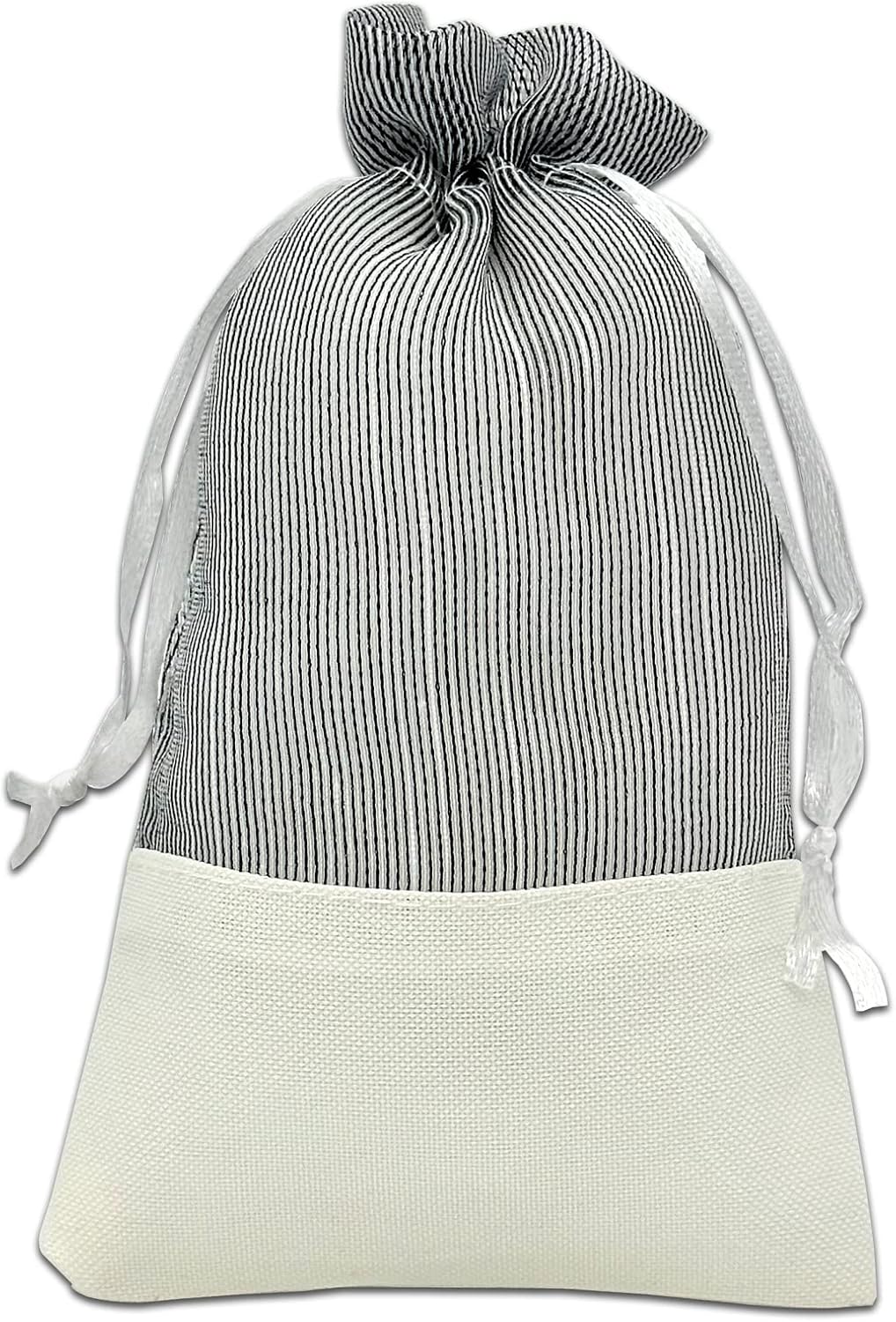 TheDisplayGuys For Your Modern Living 24-Pack Linen & Black Organza Gift Bags with Drawstrings (Small 4 x 6) - Party Favors, Samples, Treats Mesh Pouches