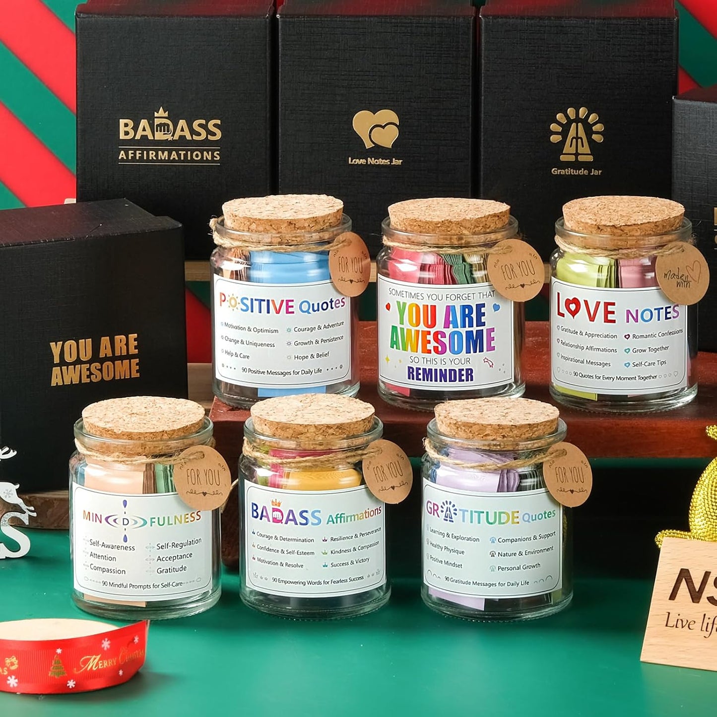 Badass Affirmations Jar Congratulations Graduation Gifts Motivational and Inspirational Gifts for Women Men Boss Unique Funny Christmas Birthday Gift for Sister Coworker Friend