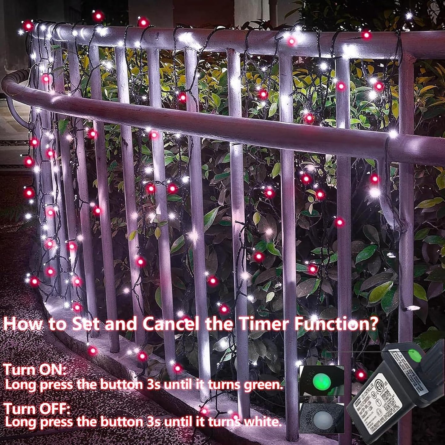 YEGUO 66ft 200 LED Christmas Lights Outdoor Waterproof, 8 Modes Purple String Lights Plug in, Green Wire Twinkle Tree Lights Indoor with Timer Memory