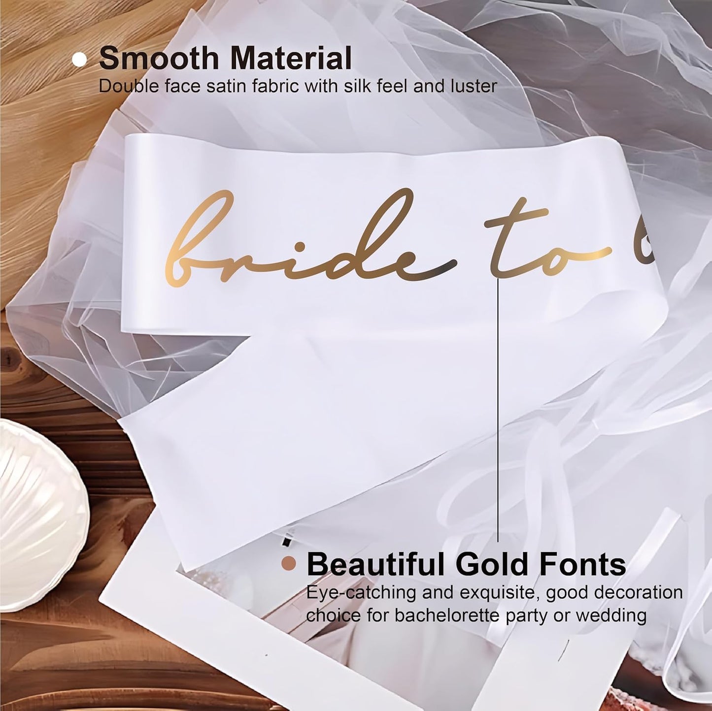 Bride Squad Bride to Be Sash Bridal Party Accessories Bride Sash Bachelorette Party Decorations(White)