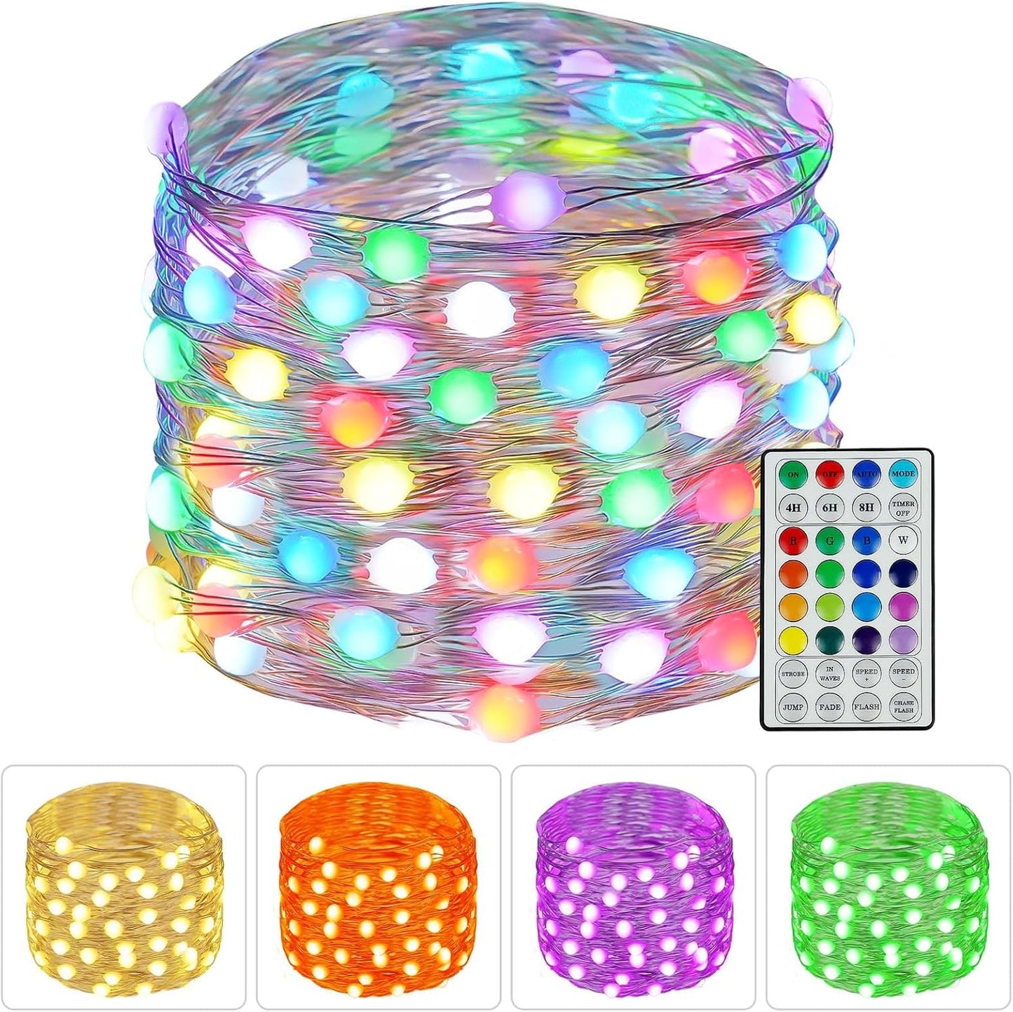 Smart Color Changing Fairy String Lights, 33FT 100 LED RGB Easter Lights String USB Powered, 16 Solid Colors and Multi Modes for Christmas Birthday Bedroom Indoor Outdoor Decor with Remote and Timer