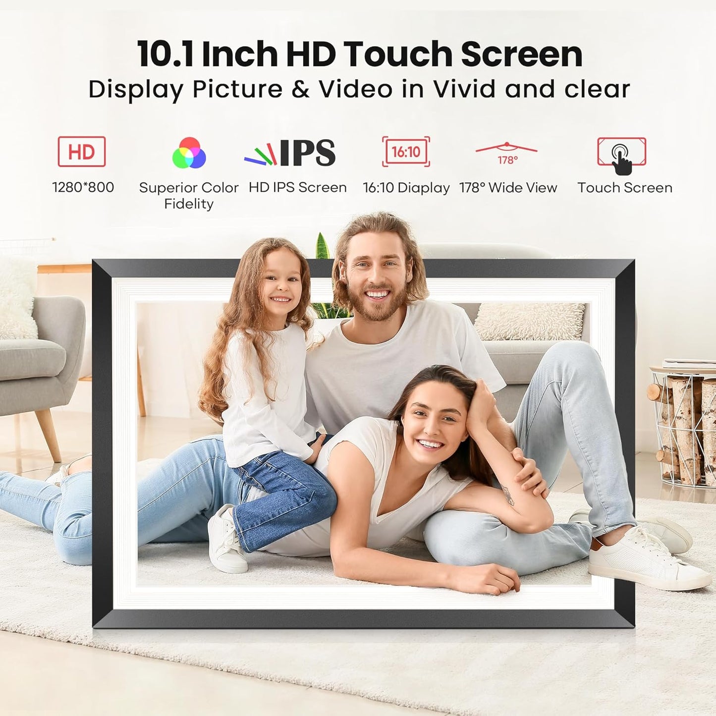 RCA 10.1" WiFi Digital Picture Frame, Electronic Photo Frames 32GB Storage, HD IPS Touch Screen WiFi Frame/Auto Rotate/Wall Mounted, Easy Setup in Uhale App to Share Photo/Video Anytime | (4Pack)