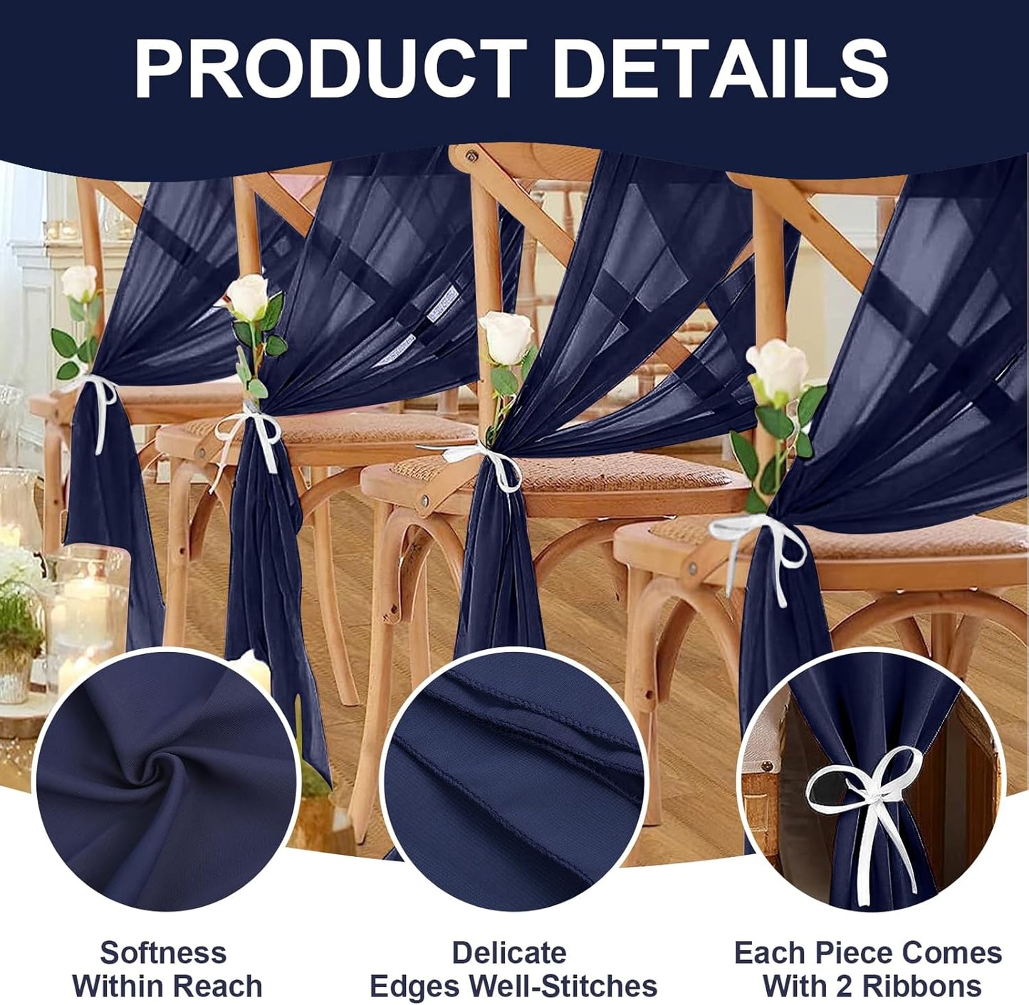 10 Pack 10ft Navy Blue Chiffon Table Runners Wedding Table Runner Sheer Romantic Tulle Table Runner for Christmas Wedding Bridal Tea Party Baby Shower Birthday Party Table Decorations(120 x 12 in)