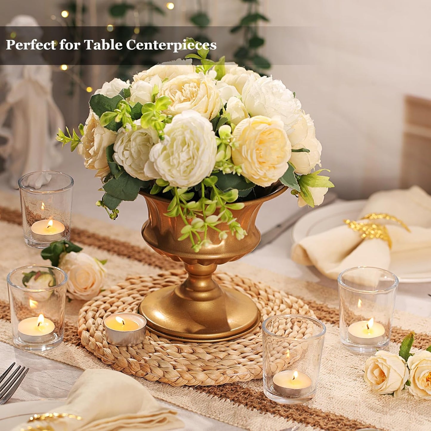 Letine 12-Pack Clear Votive Candle Holders - Glass Tea Light Holders with 12 Tea Lights for Wedding Decor, Bulk Votive Holders for Home Table Decor/Christmas & Thanksgiving