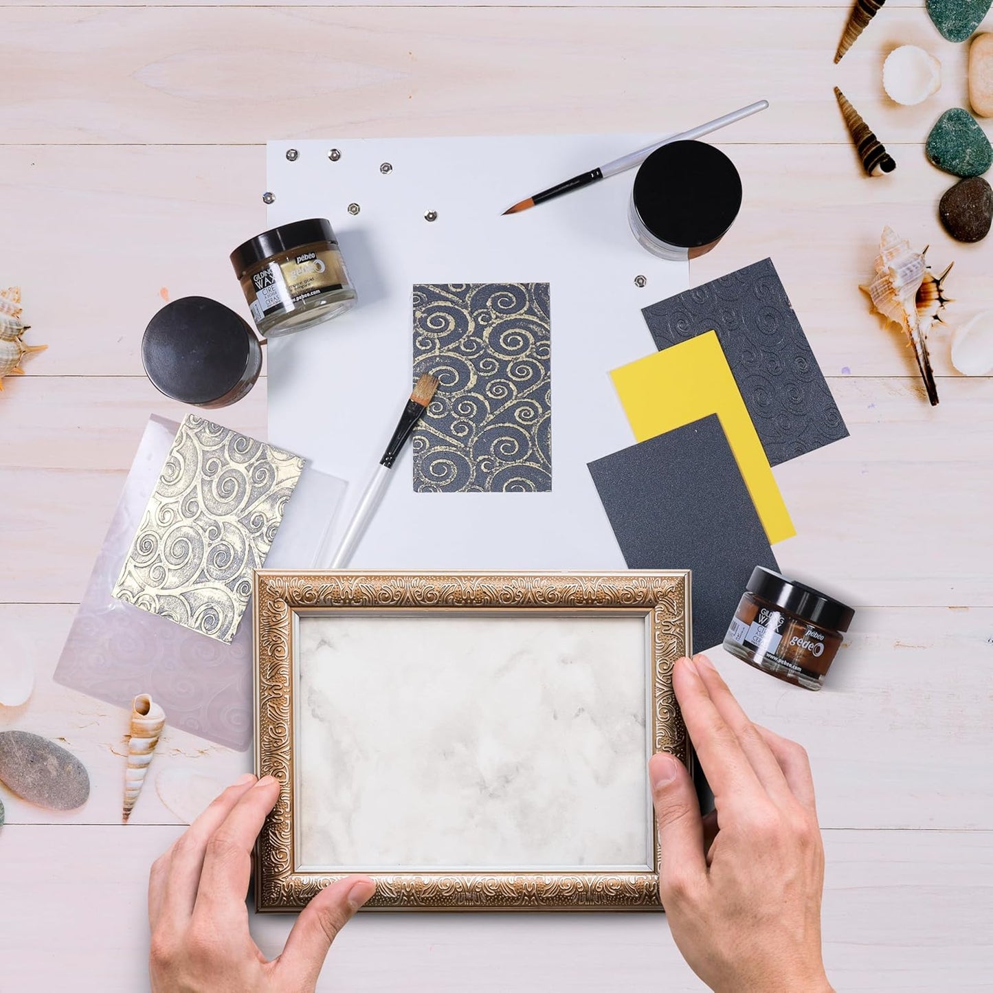 Pebeo Gilding Wax 30ml – King Gold Gilding Wax for Crafting, Antiquing Wax For Crafts and Professional Finishing – Gilding Wax for Wood, Metal, Glass, and More Bundled with Moshify Application Brushes