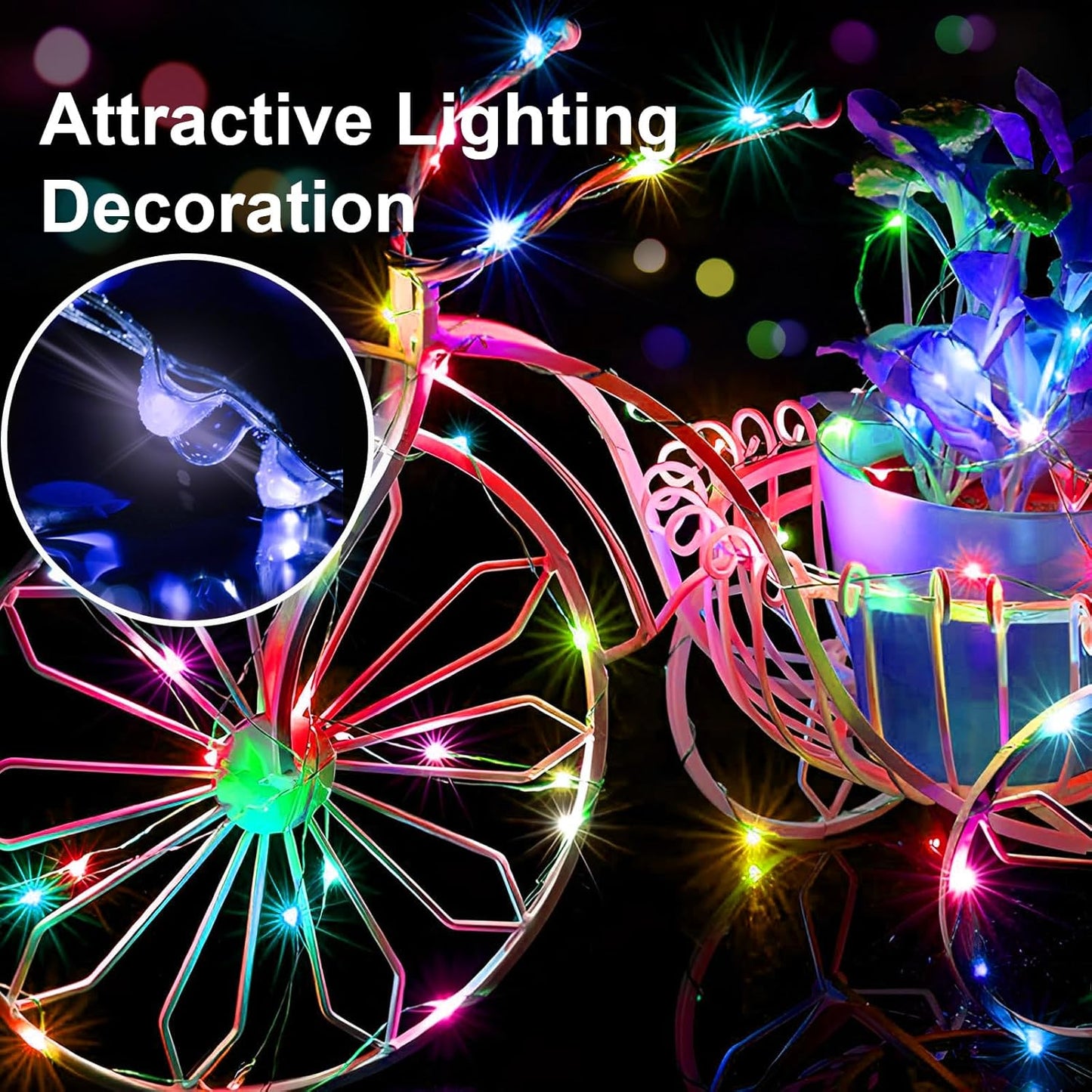 2 Pack 16Ft 50 LED Fairy Lights Mini String Lights Waterproof for Mason Jars Halloween Christmas Parties Wedding Table Centerpieces Decoration