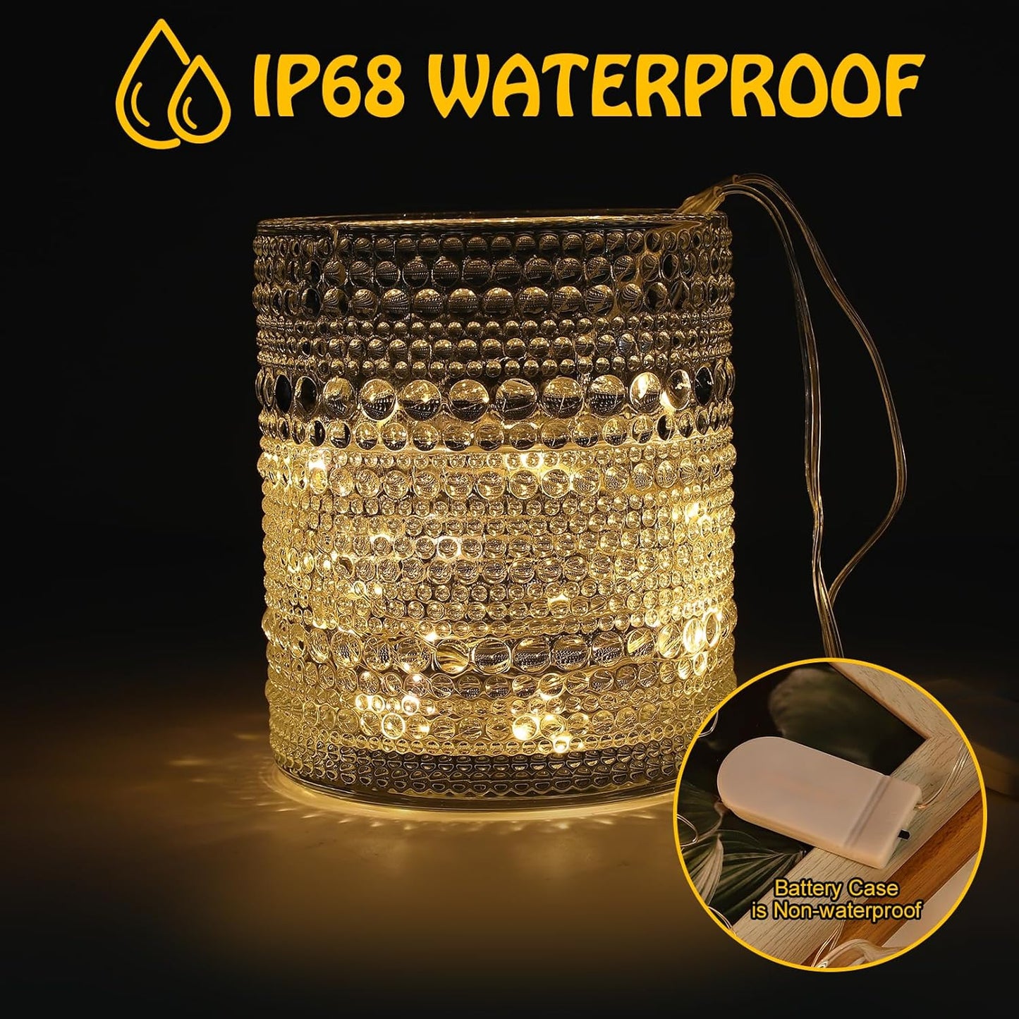 24Pack Fairy Lights,Battery Operated String Light,6.6FT 20 LED Mason Jar Lights,Waterproof Silver Wire Firefly Light,Mini String Light for Mason Jars Wedding Party Christmas Decor,Warm White