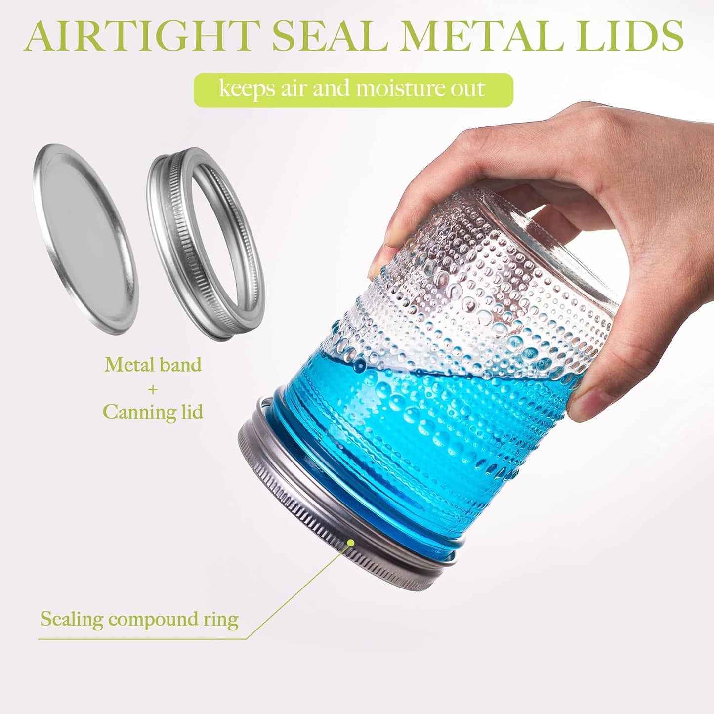 Mason Jars 16 Oz with Lids 6 Packs, Vintage Wide Mouth Glass Canning Jar for Pickling, Fermenting, Storing, Canning, Home Decor, Salad Jam and DIY Crafts