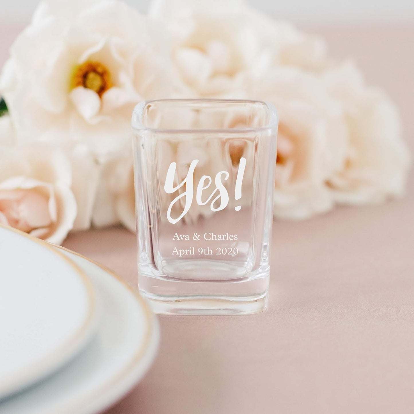 WEDDINGSTAR Personalized 2oz Square Shot Glass Customizable Full Color Print - 180 pack