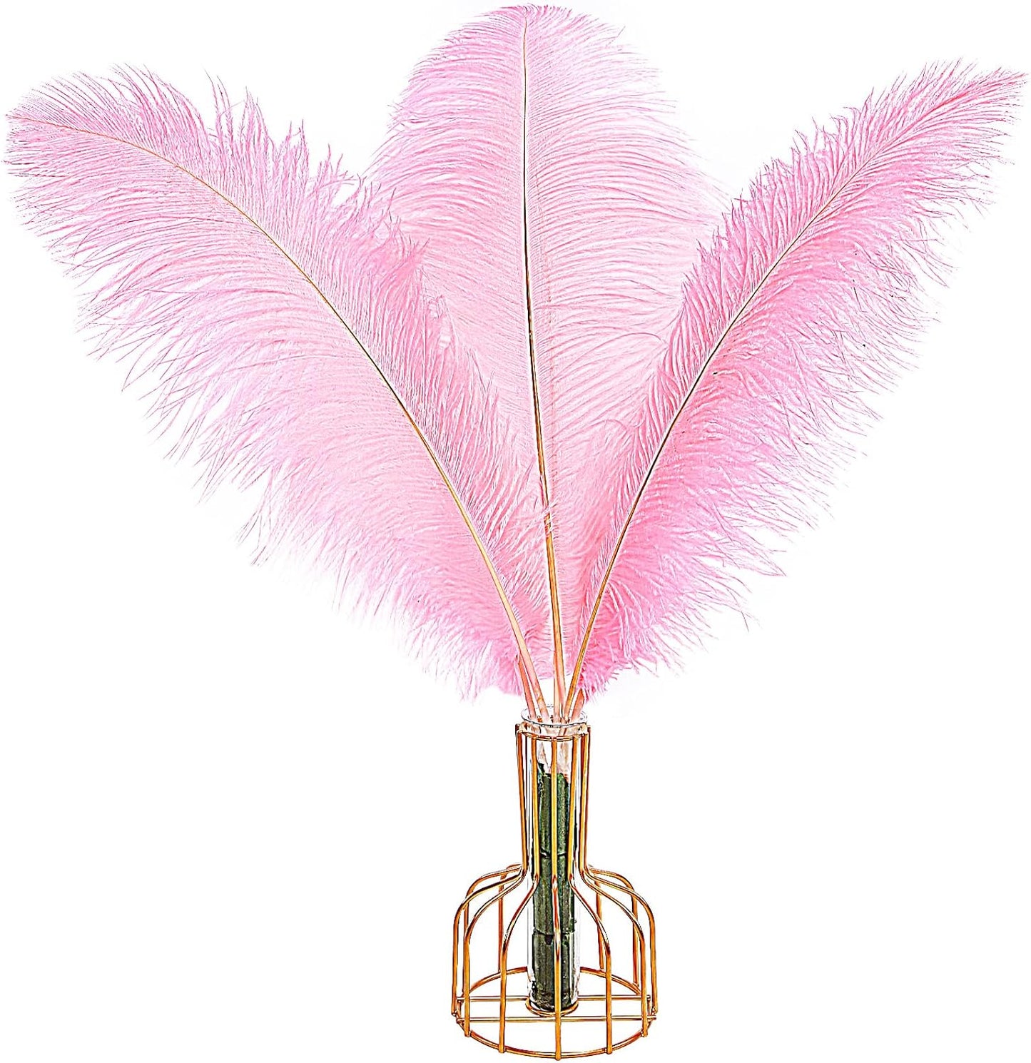 THARAHT 12PCS Ostrich Feathers Natural Bulk 14-16Inch(35-40cm) for Wedding Party Centerpieces Easter Gatsby Flower Arrangement and Home Decorate Ostrich Feathers,Pink