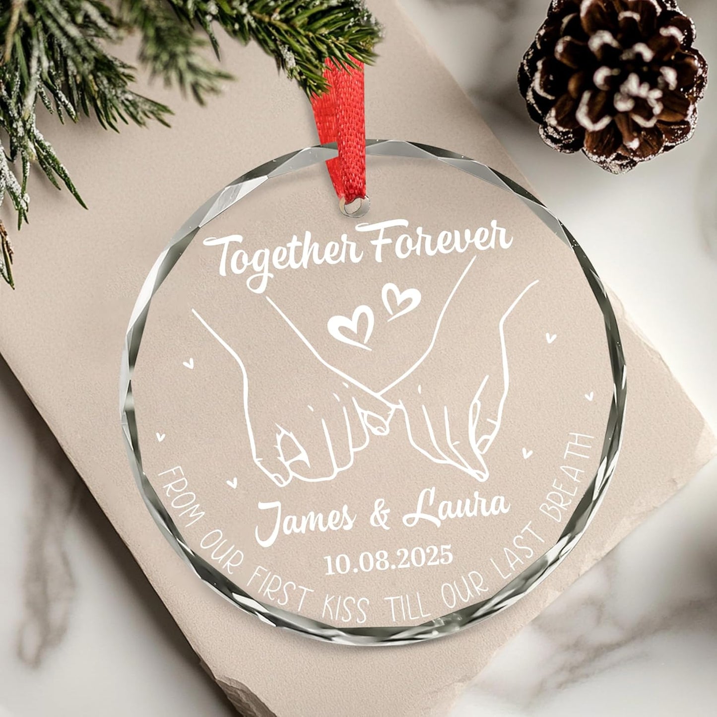 Personalized The Year We Became Mr & Mrs Christmas Ornament - Wedding Gifts For Newlywed Couple, Bride And Groom - Custom Engagement Ornament With Photo, Names, Year