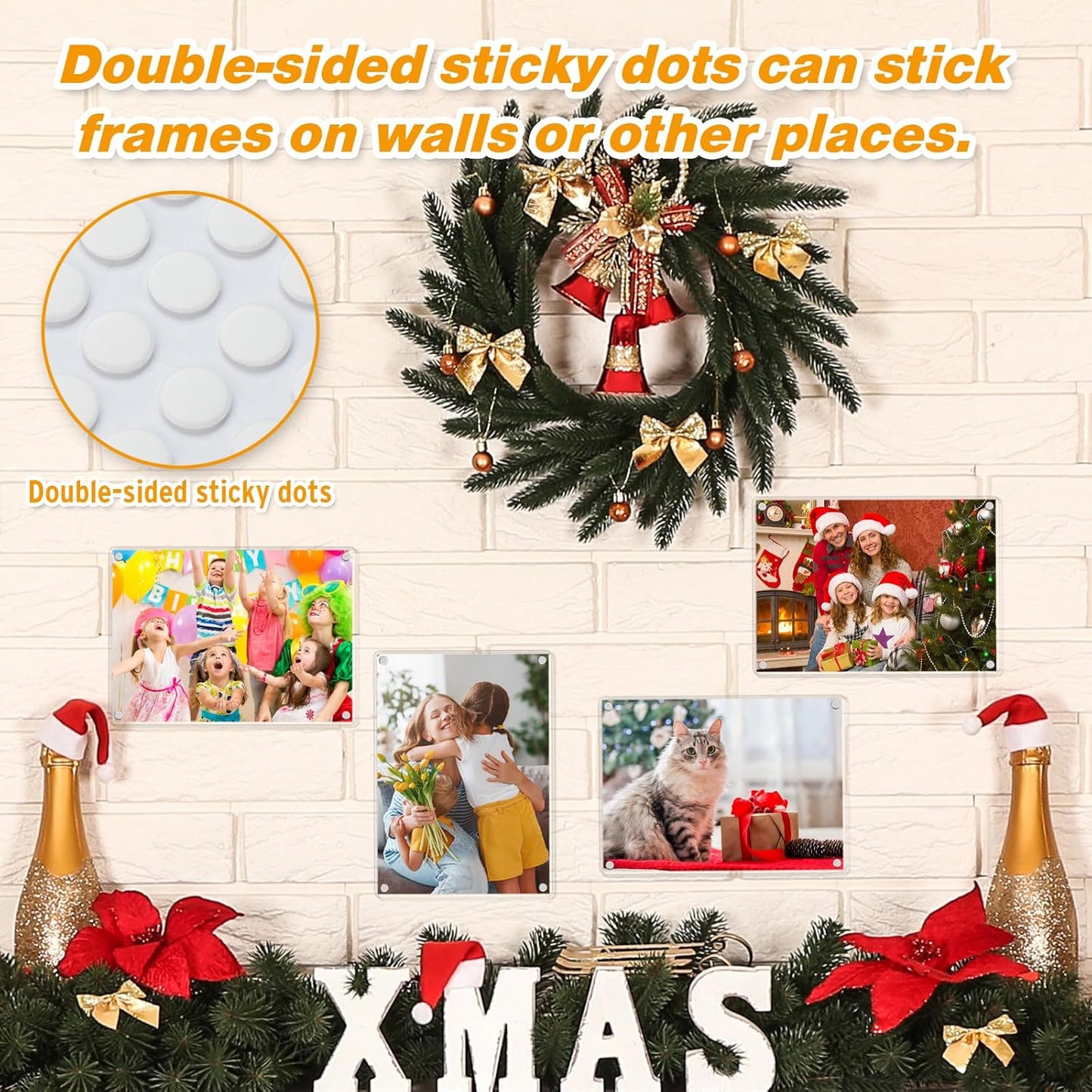 4 Pack 5×7 In Acrylic Fridge Magnetic Frame, Acrylic Photo Picture Frames, Double Sided Photo Refrigerator Magnet Picture Frame, Clear Picture Display Frame