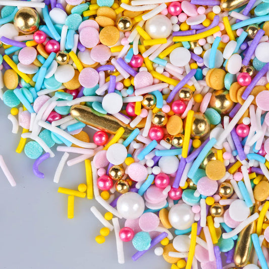 Rainbow Sprinkles for Cake Decorating 7ounce Cake sprinkles for Cupcakes Topper, Cookie Candy Decorations - Metallic Gold Sprinkles Sugar Pearls, Jimmies for Birthday wedding Celebrations Party