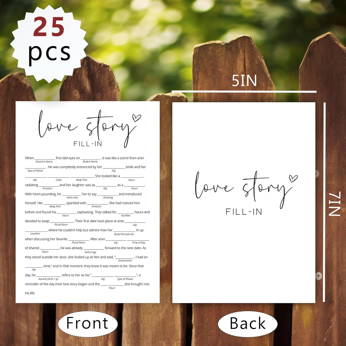 Bridal Shower Games, Love Story Fill-in, 25Pcs Minimalist White Double-Sided Bridal Game Cards, Wedding Shower Games for Guests, Engagement Bachelorette Party Supplies - A26