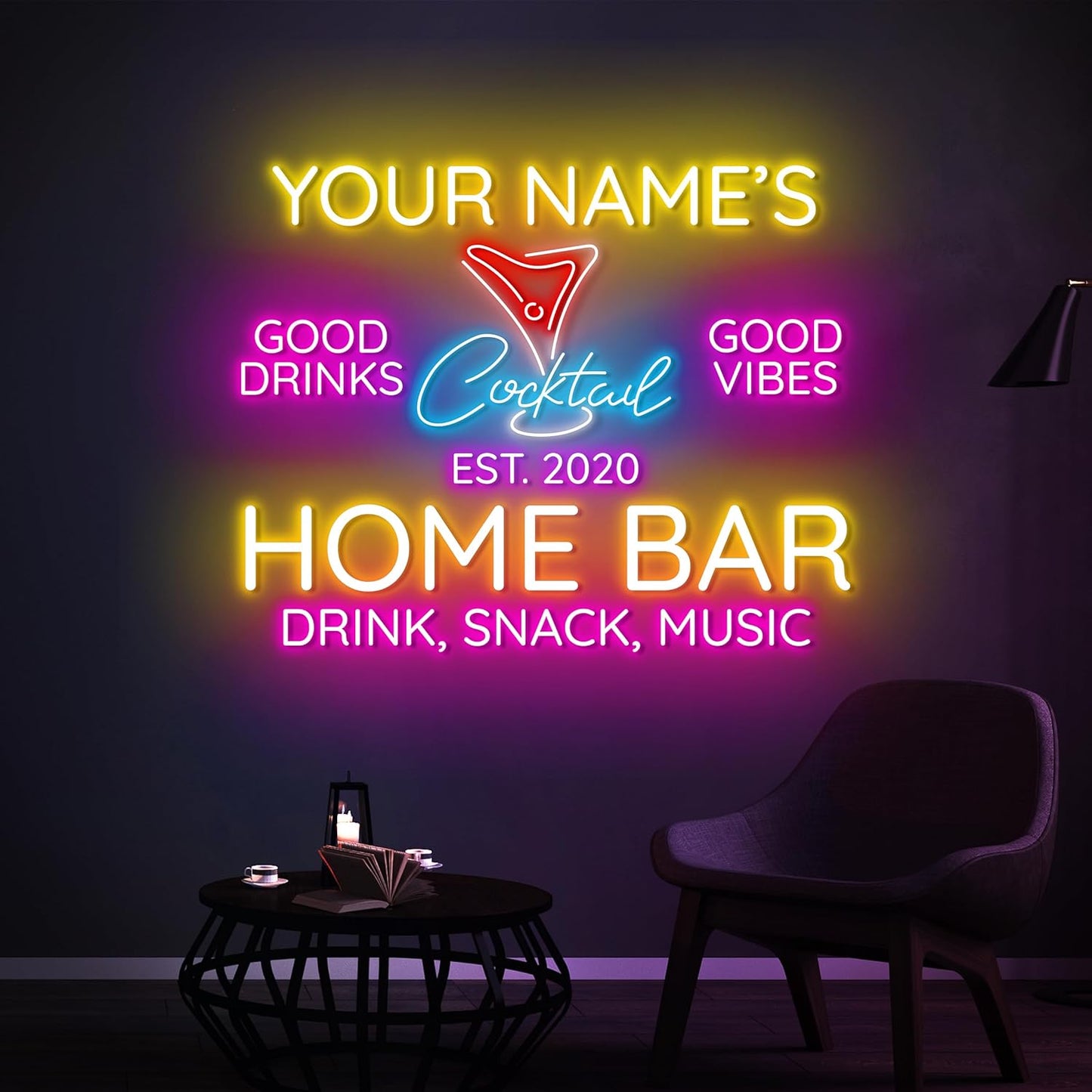 Personalized Cocktail Neon Sign Accessories, Custom Home Bar, Parties, Man Cave Decor Led Light, Wall Art Lights Signs Gifts For Friends, Pub Owners, Party Lovers