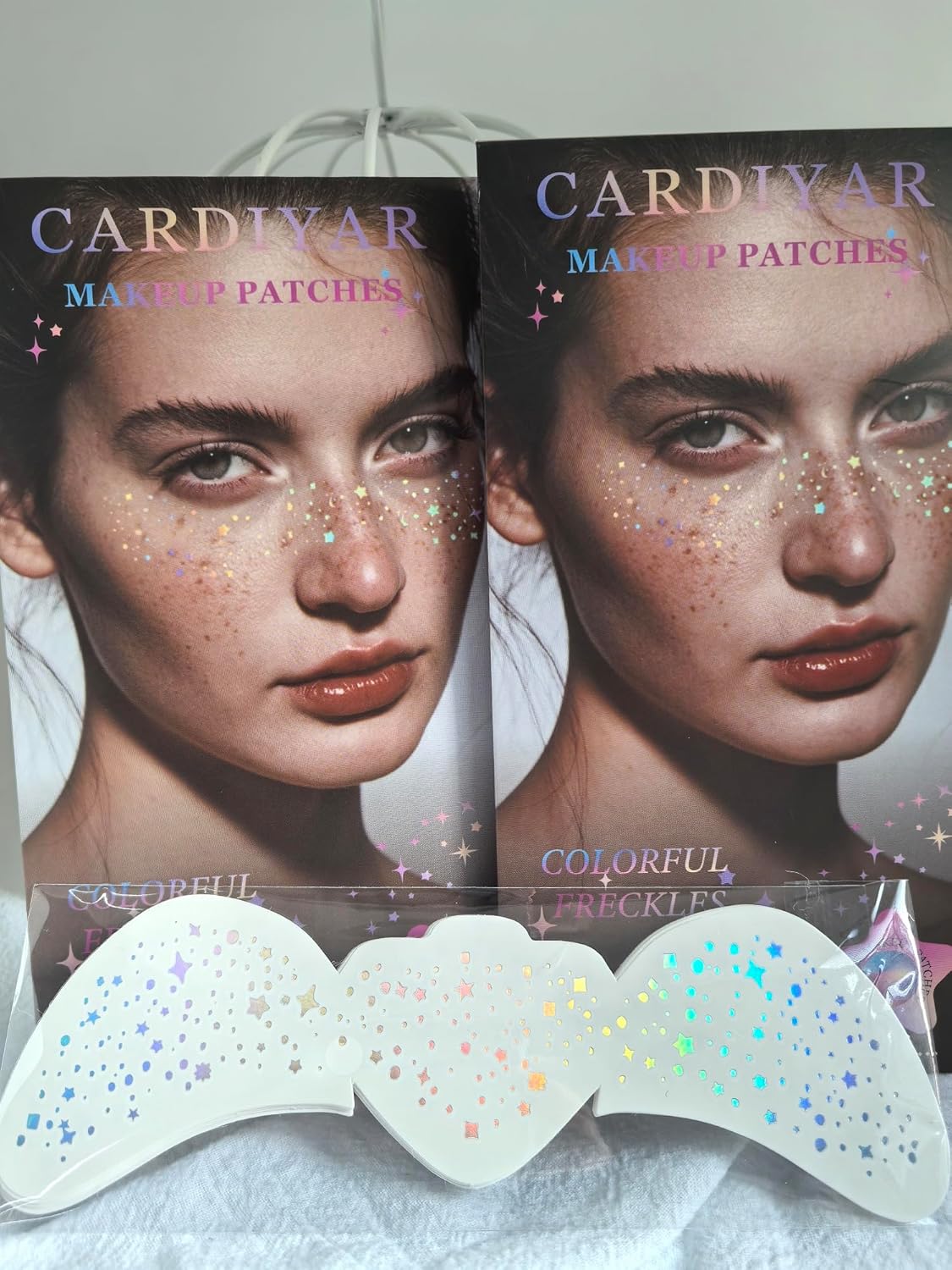 Glitter Freckles, 24PCS Glitter Freckles Face Tattoo, Sparkle Freckles for Women, Waterproof Gold Temporary Face Tattoos Glitter Glow Up Patches Makeup Patches (Holographic 6pcs)