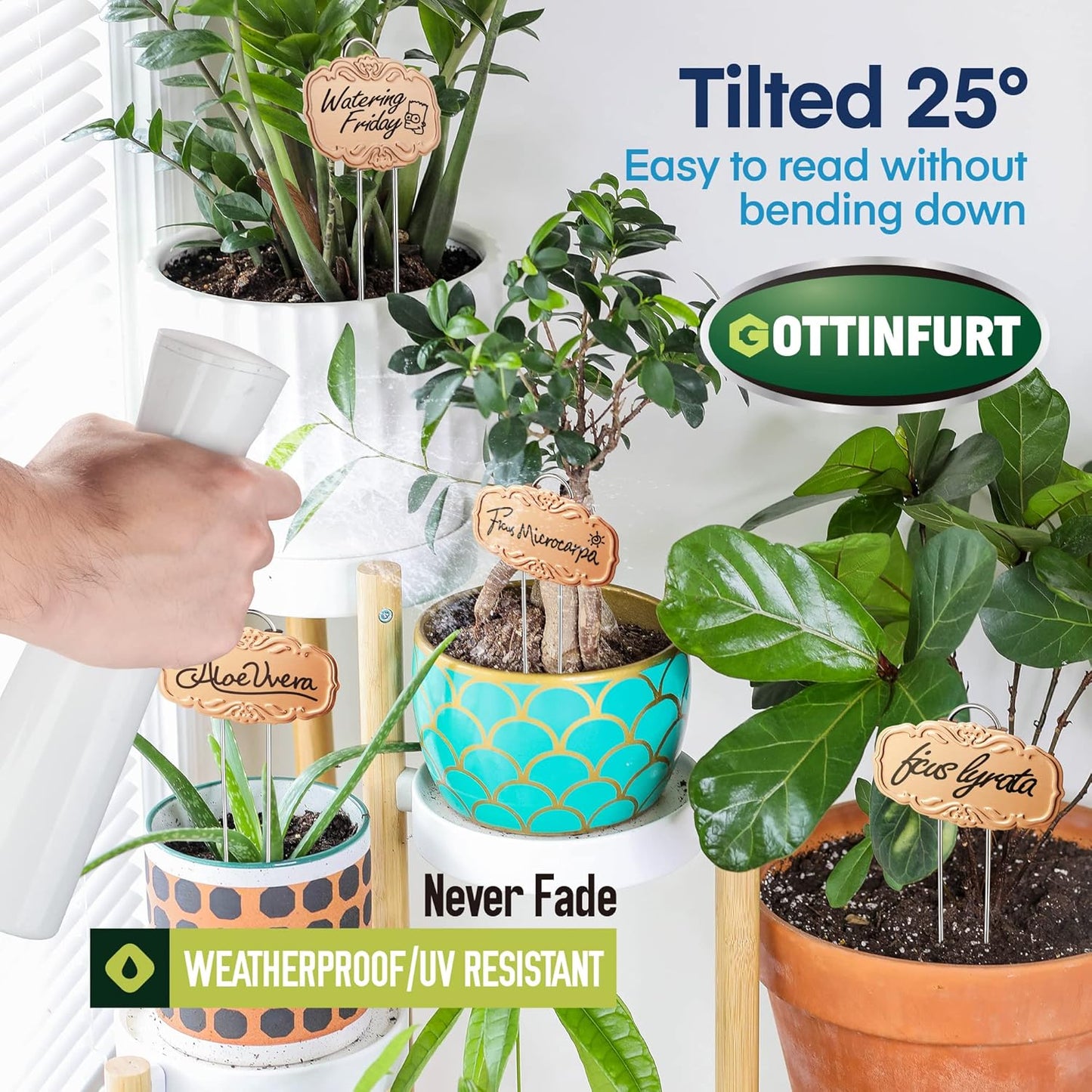 Updated Metal Plant Labels for Garden, 25 Pack Stainless Steel DIY Plant Markers Waterproof for Flowers Pots, Vegetables, Seedlings, Seed (Gold Rose)