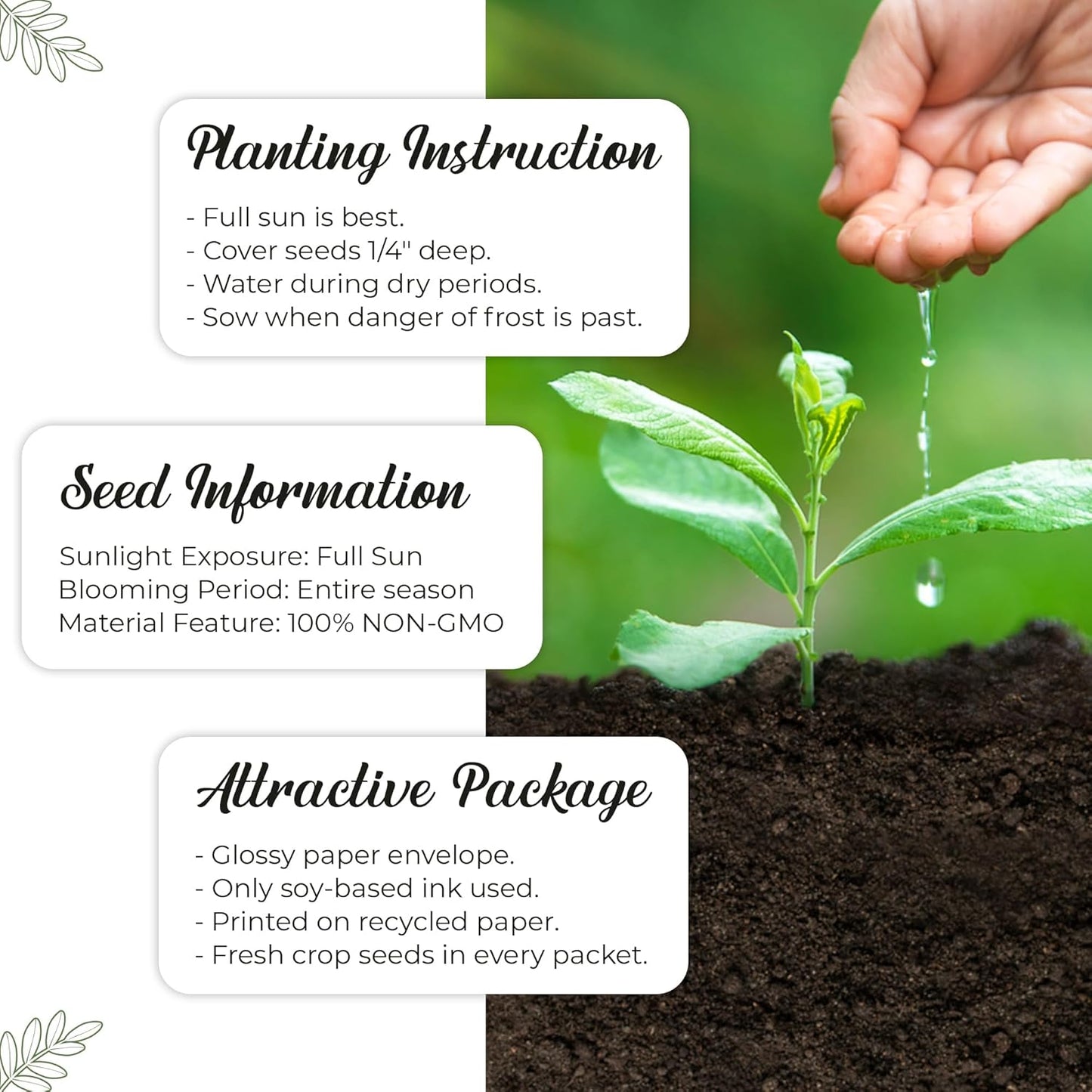 Pollinator Paradise Seed Mix (20 Packs) Seeds Packets for Humming Birds, Butterflies and Bees - Ideal for Wedding Party Favors Bridal Shower School Events Thank You Corporate Event Memorials